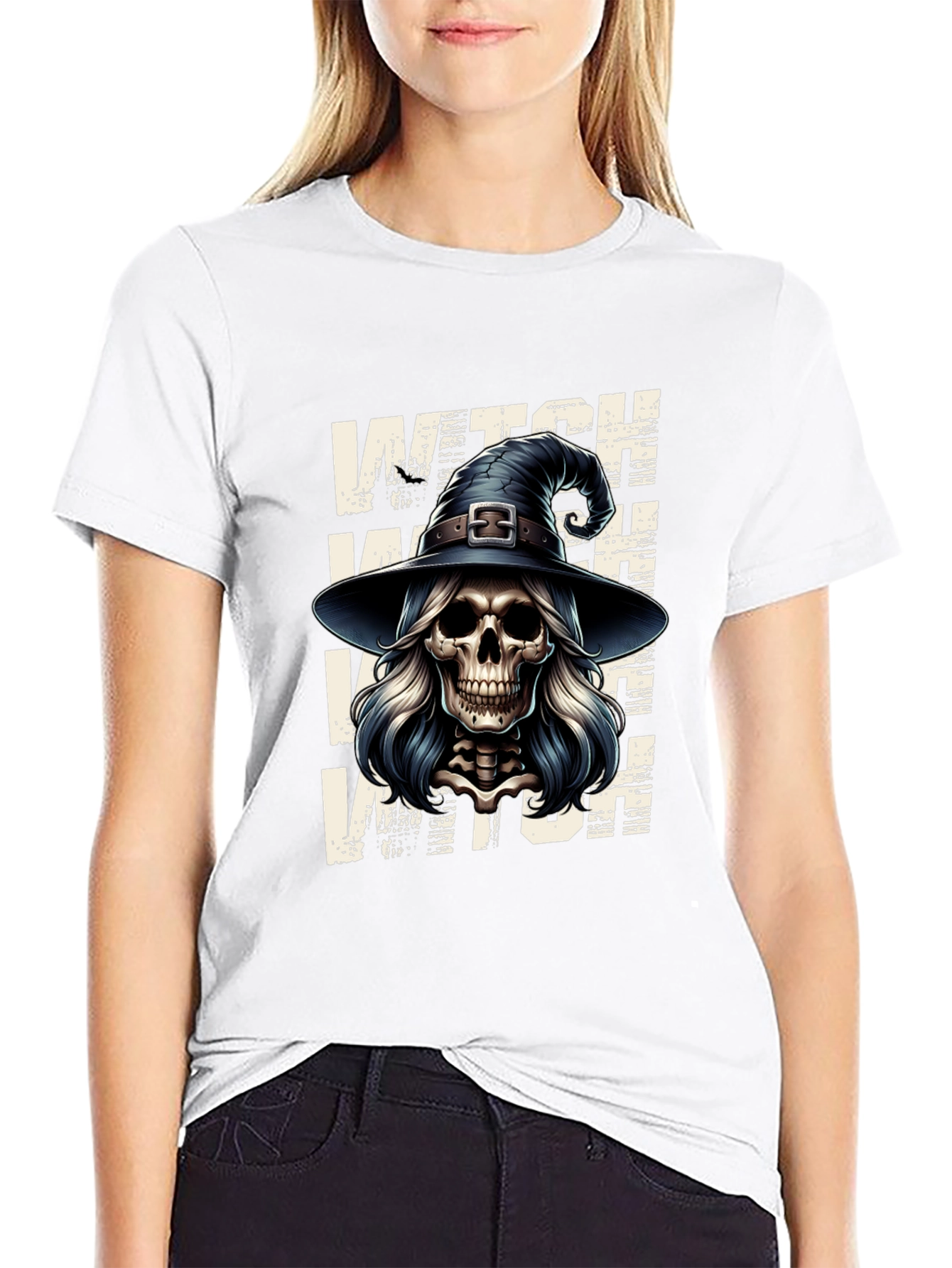 Witch Skull Graphic Tee - Halloween Ready