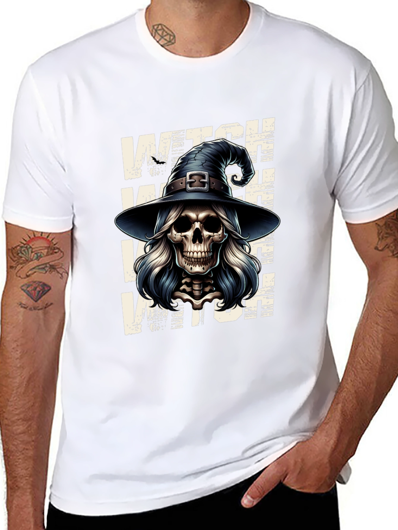 Witch Skull Graphic Tee - Halloween Ready