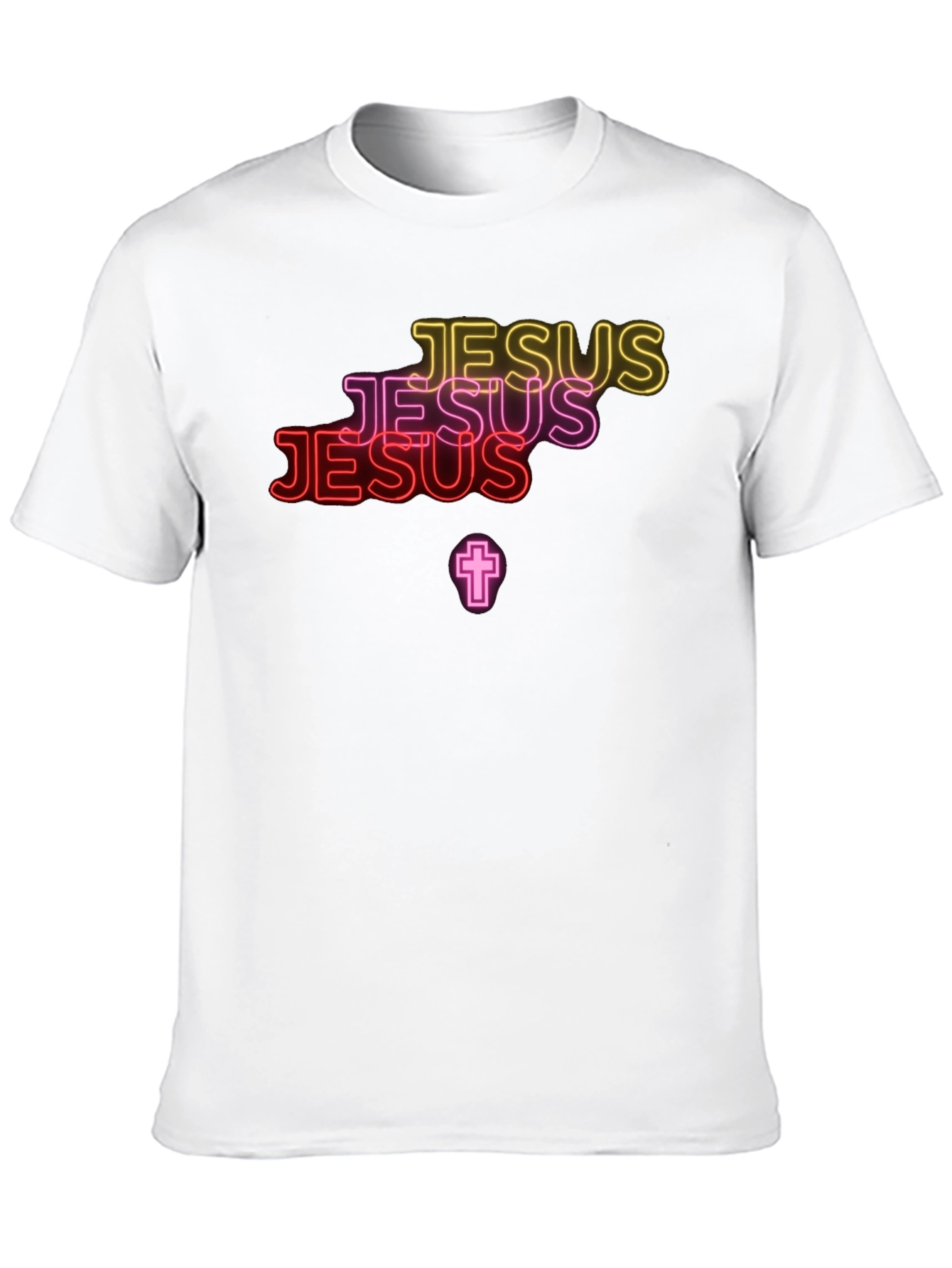 Neon Jesus Graphic Print Black Tee