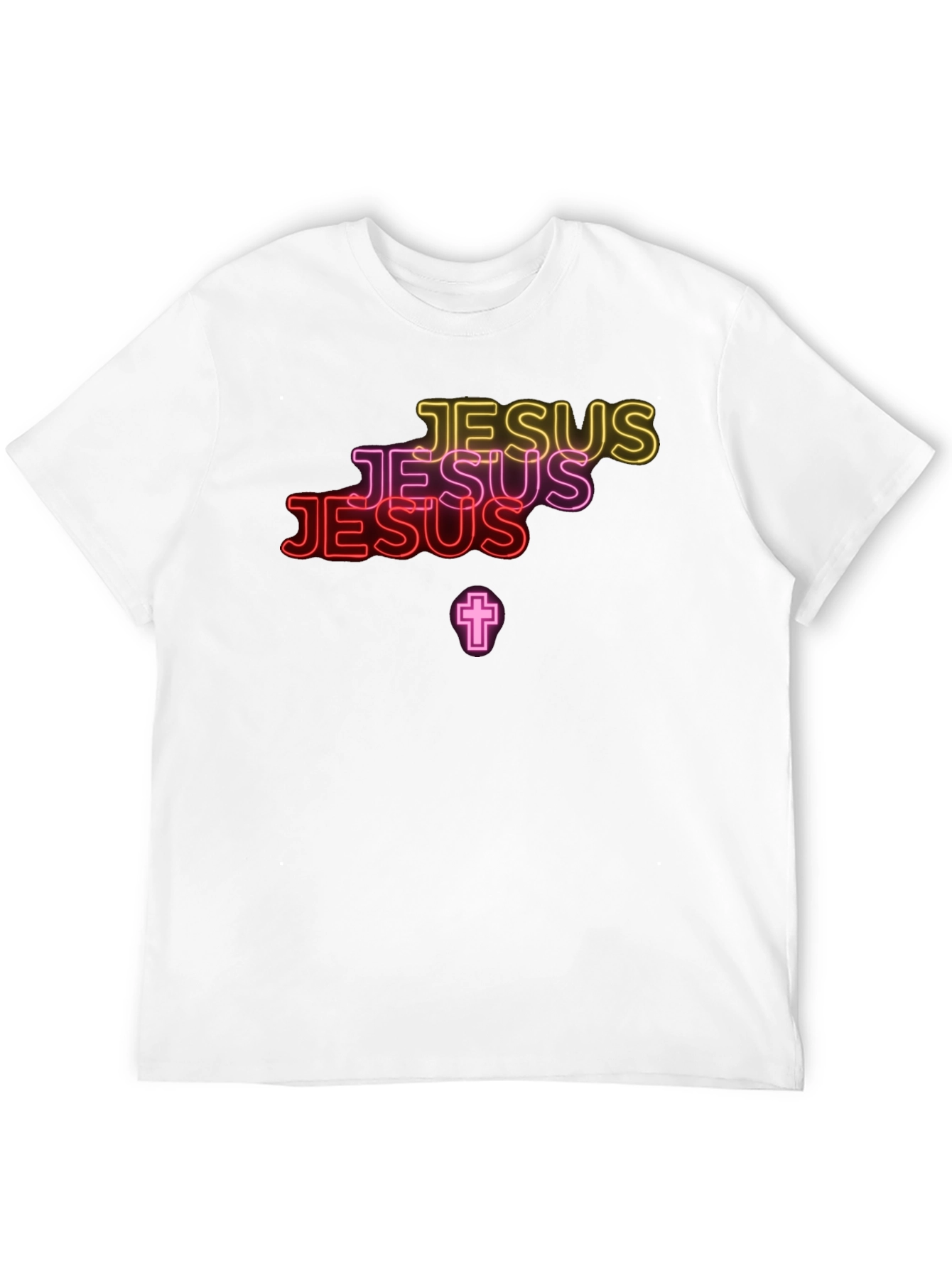 Neon Jesus Graphic Print Black Tee