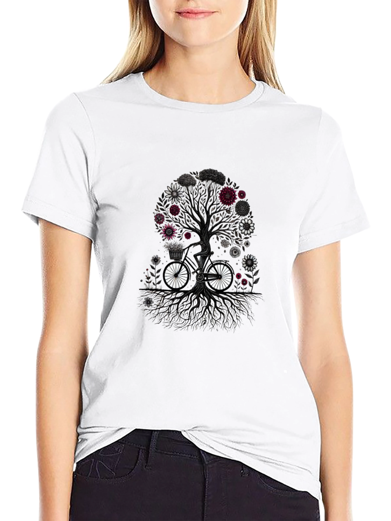 Tree of Life Bicycle Graphic Tee - Black
