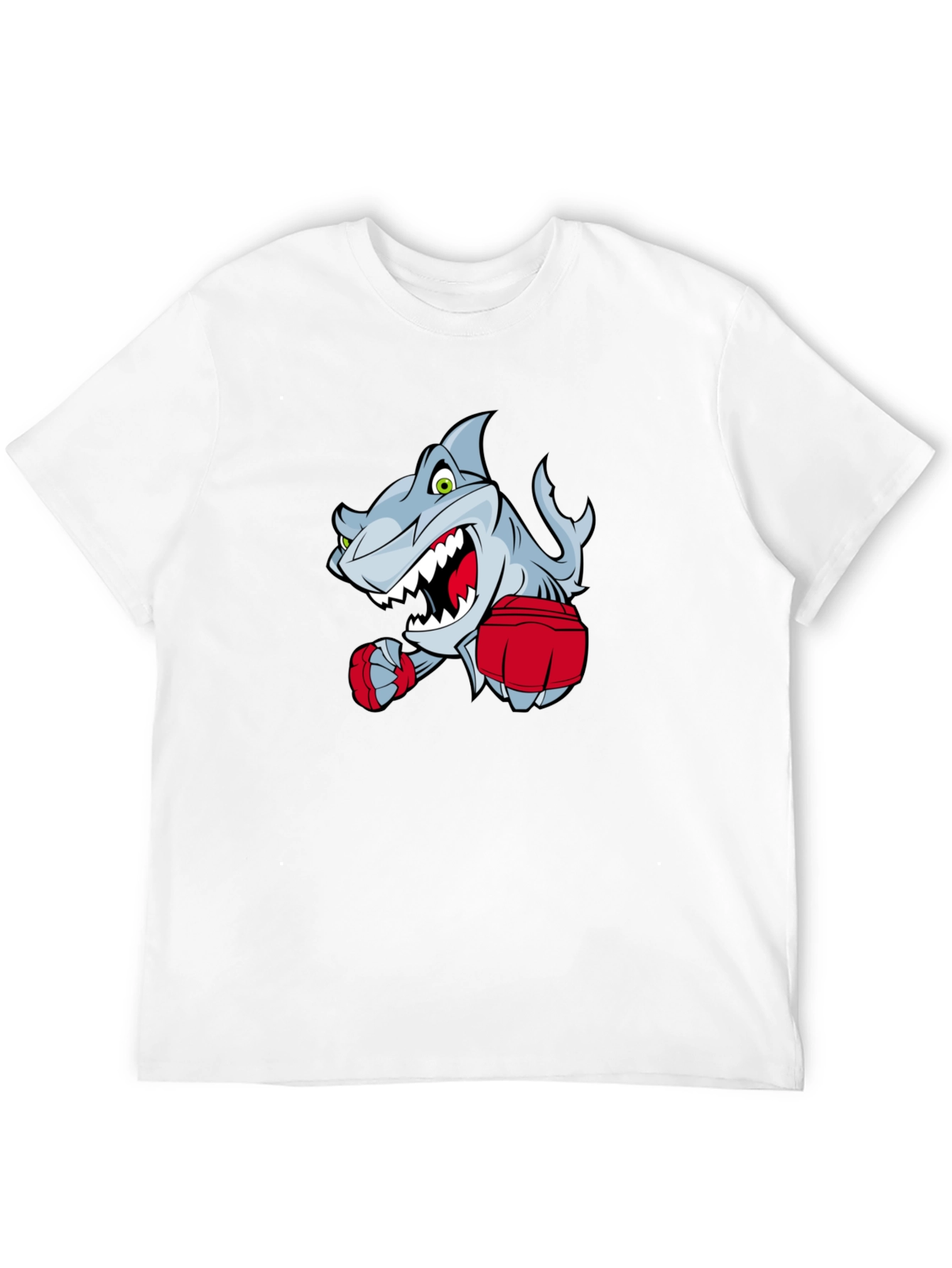 Cartoon Shark Boxer Graphic T-Shirt
