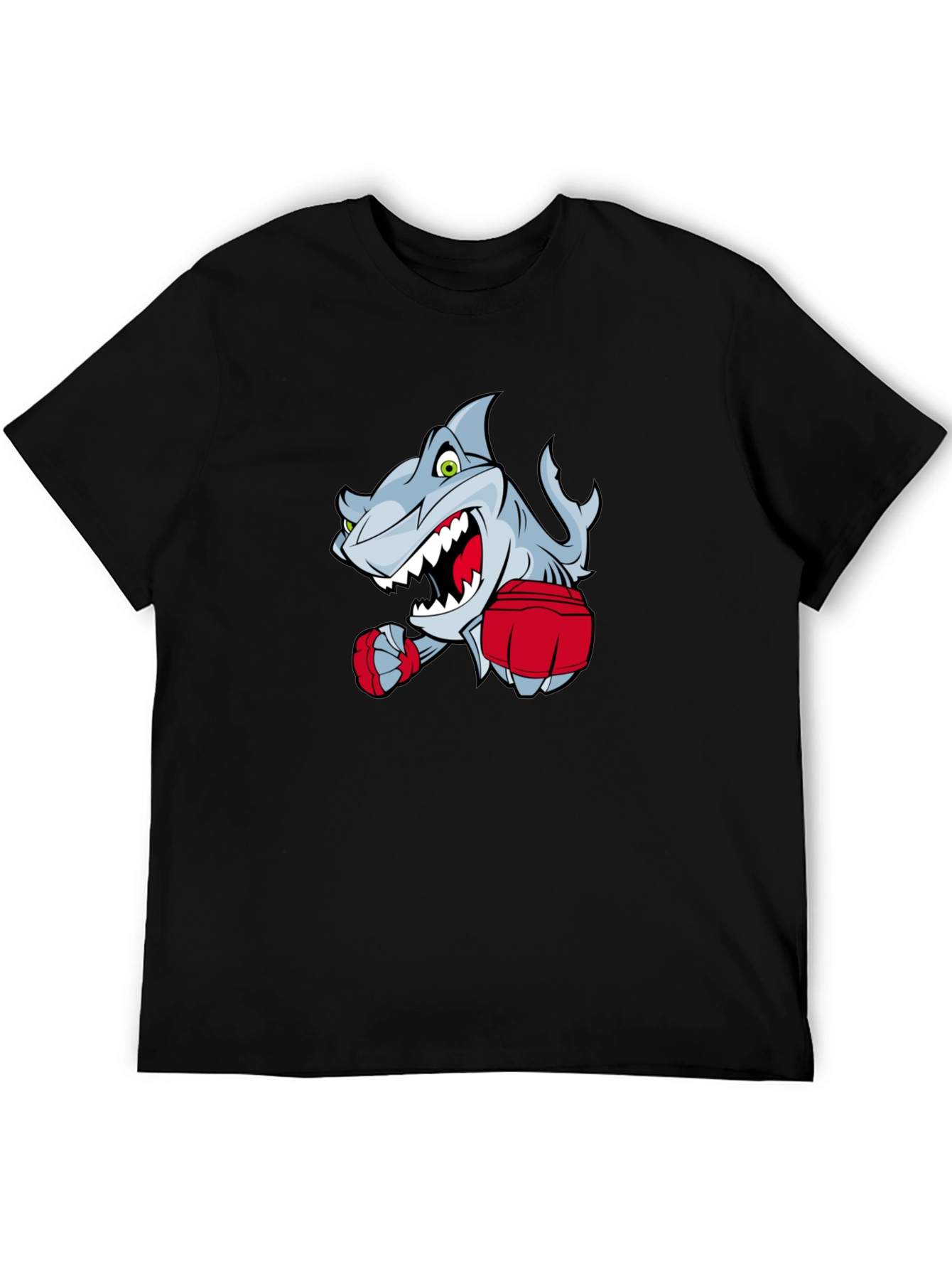 Cartoon Shark Boxer Graphic T-Shirt