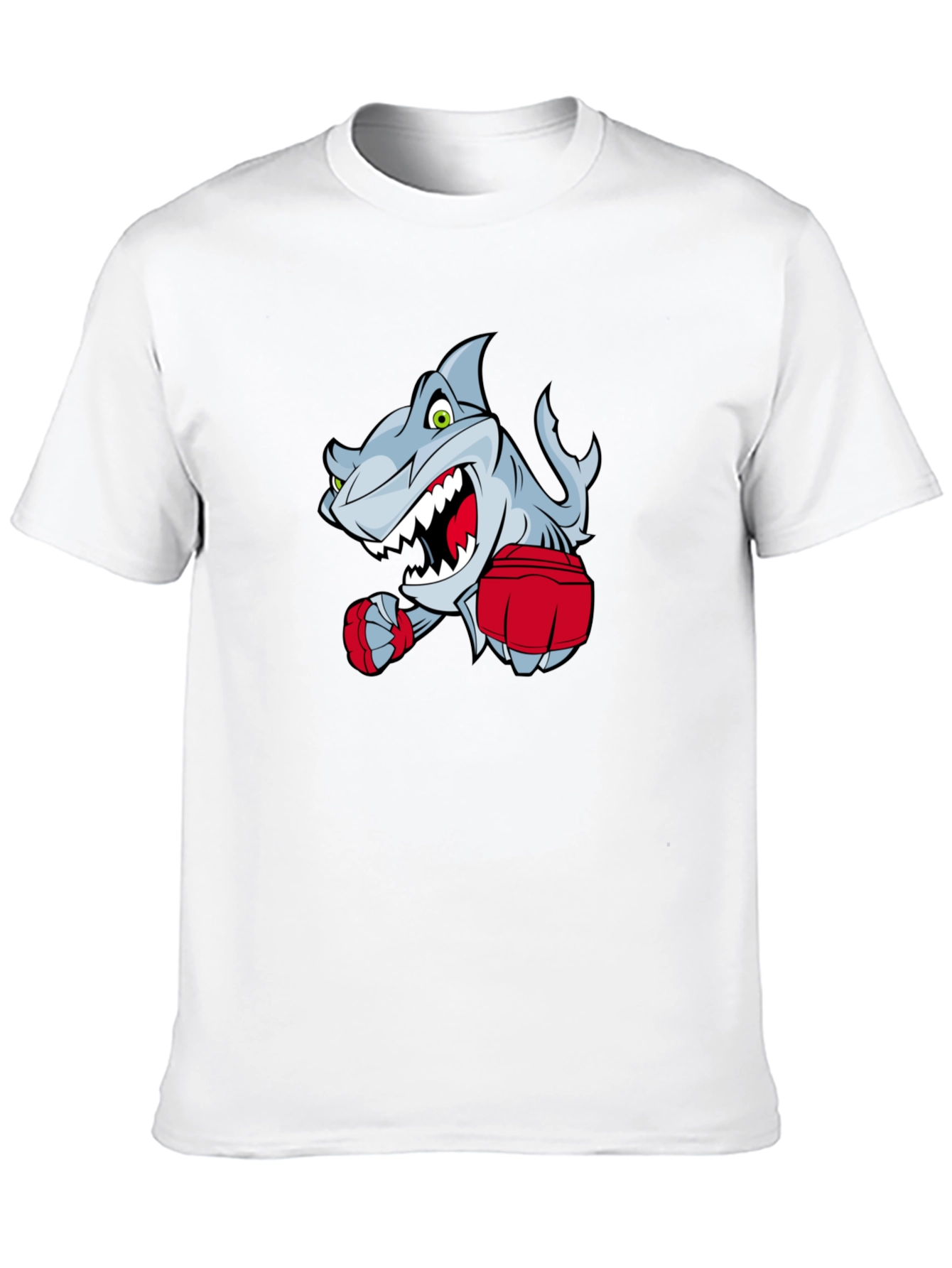 Cartoon Shark Boxer Graphic T-Shirt