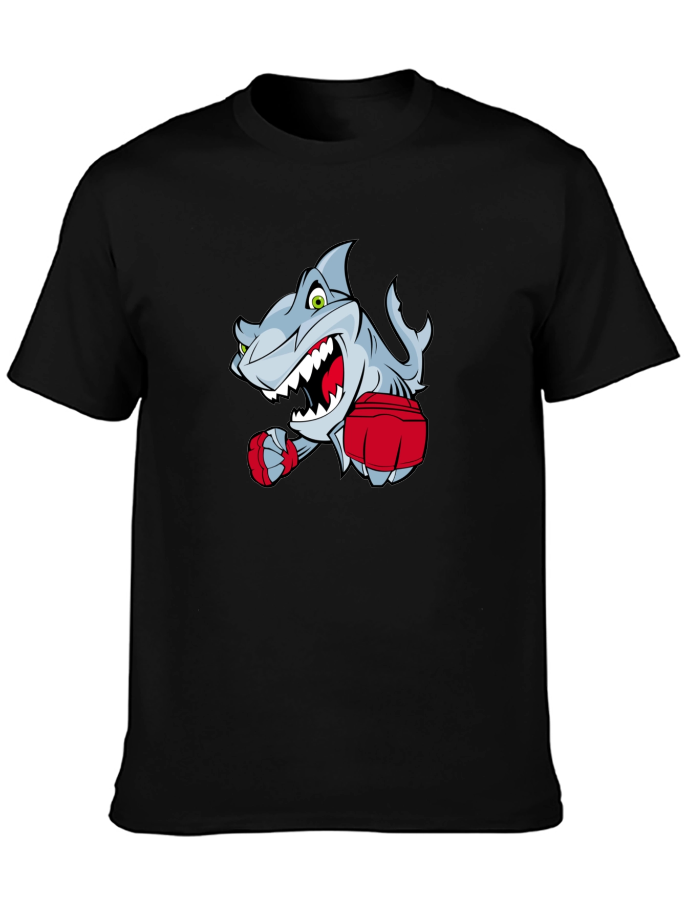 Cartoon Shark Boxer Graphic T-Shirt
