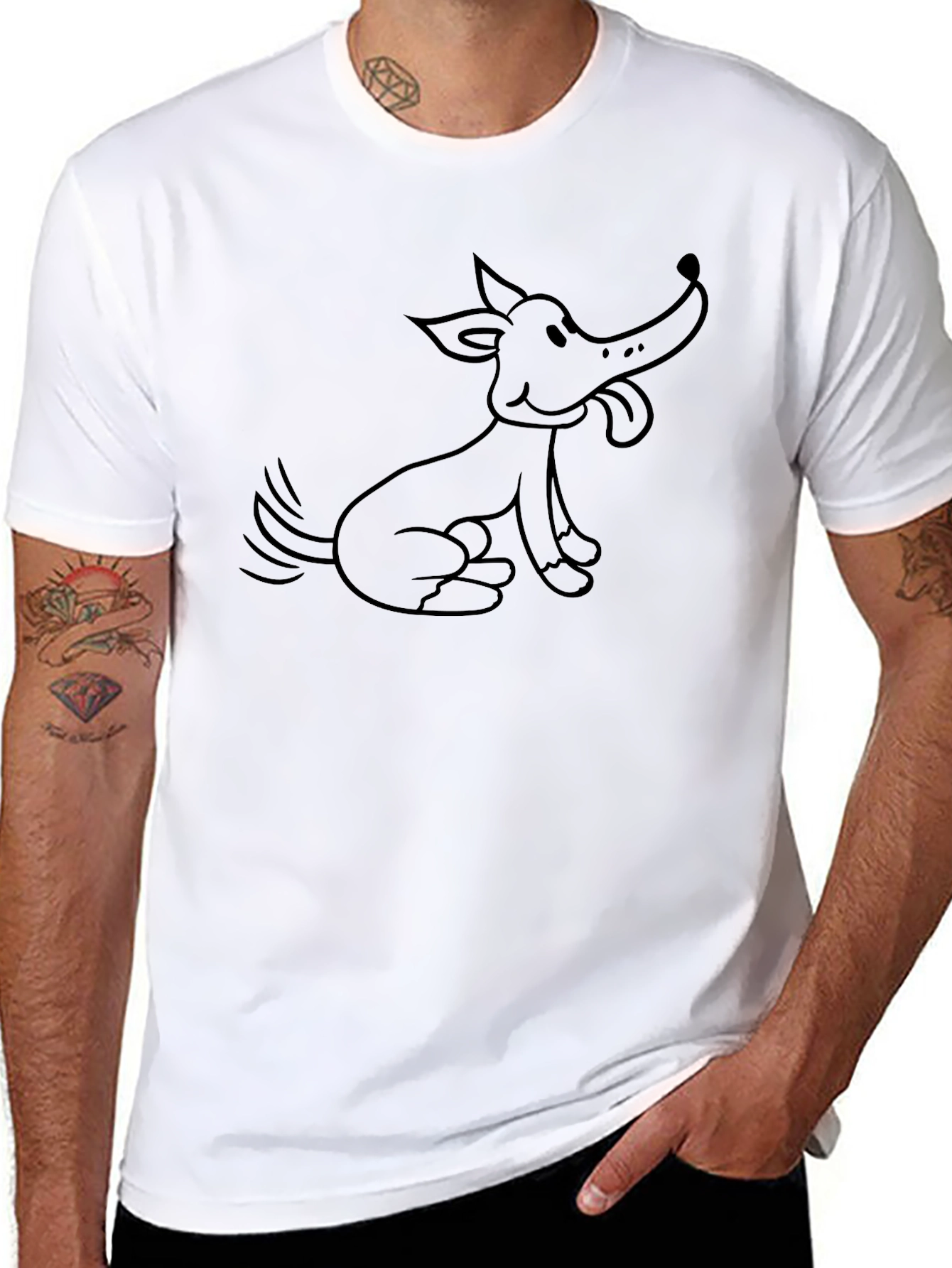 Dog Cartoon Black T-Shirt