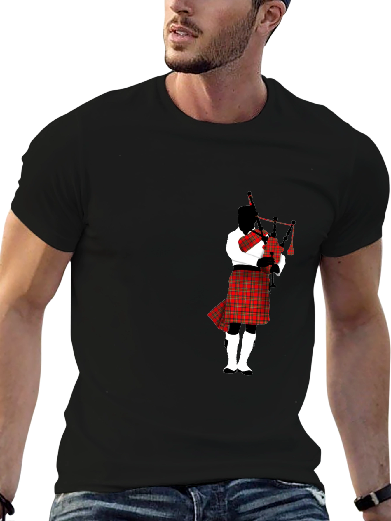 Bagpipe Player Black T-Shirt