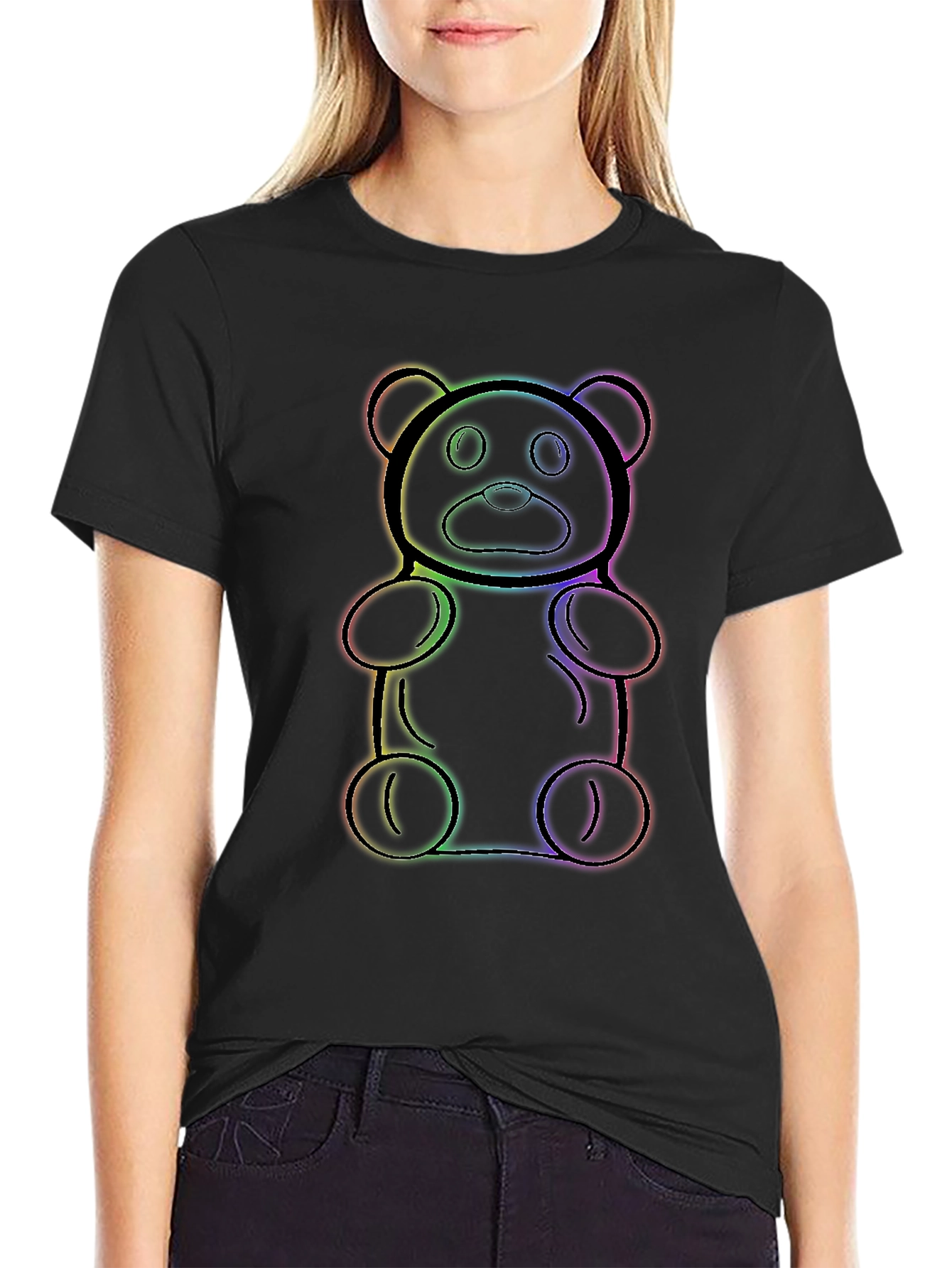 Rainbow Gummy Bear Black T-Shirt