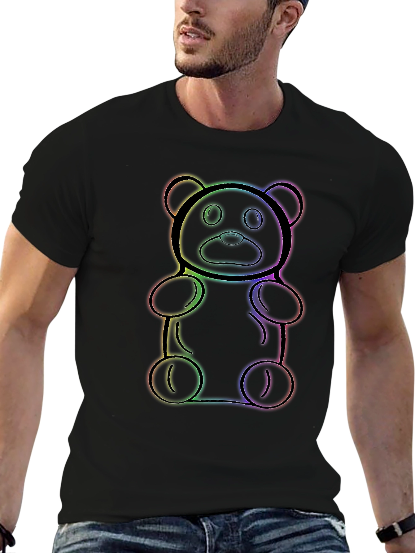 Rainbow Gummy Bear Black T-Shirt