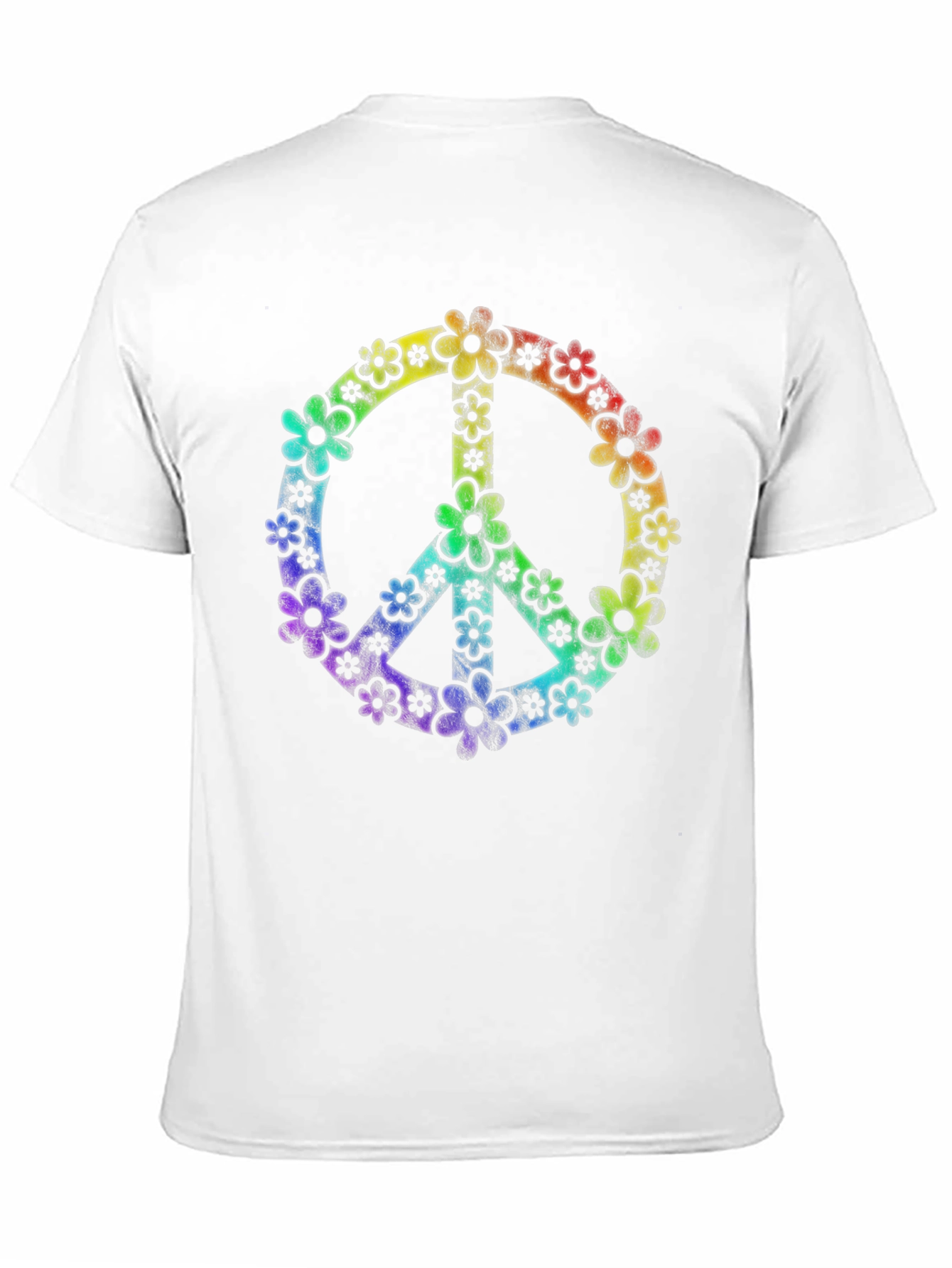 Retro Floral Peace Sign Black T-Shirt