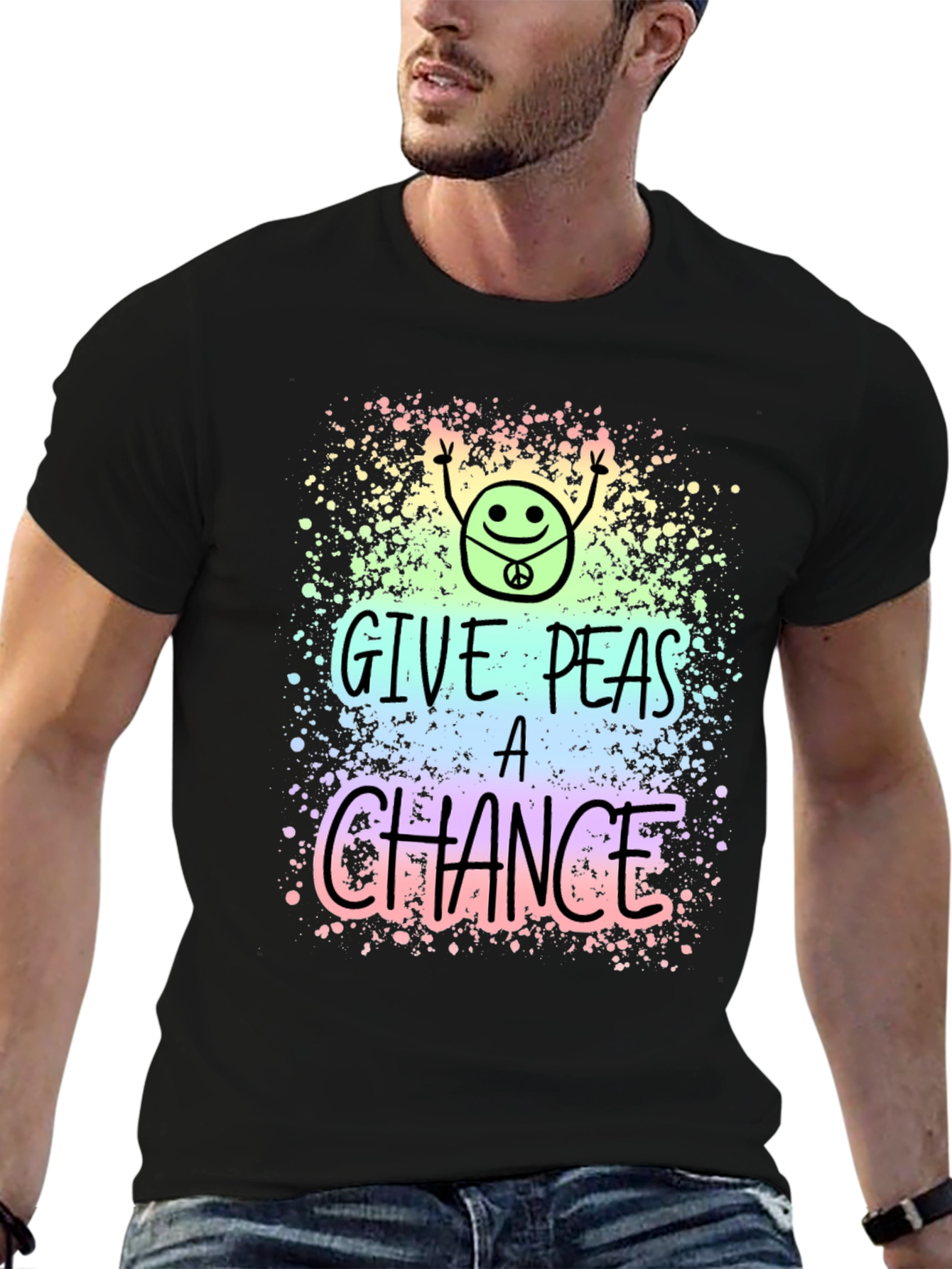 Give Peas A Chance T-Shirt - Groovy Peace Design