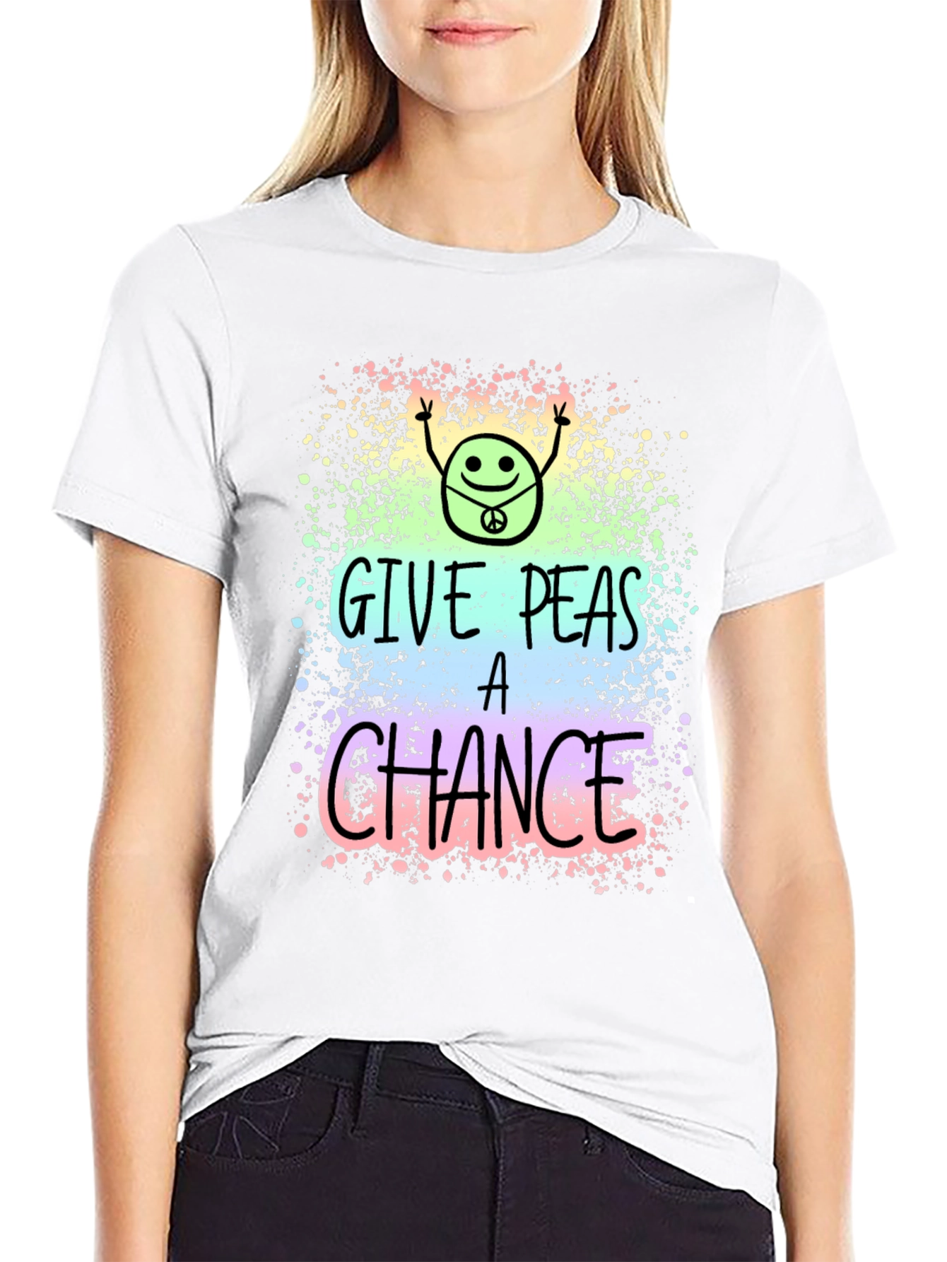 Give Peas A Chance T-Shirt - Groovy Peace Design