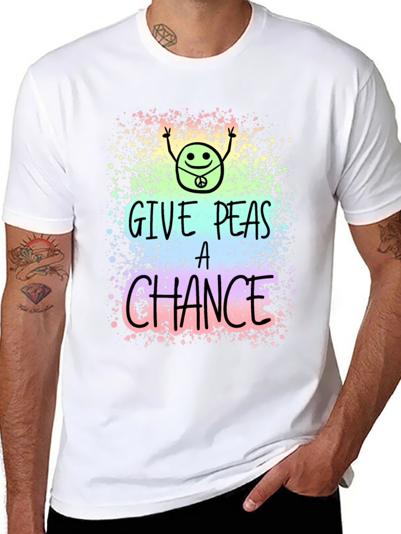 Give Peas A Chance T-Shirt - Groovy Peace Design