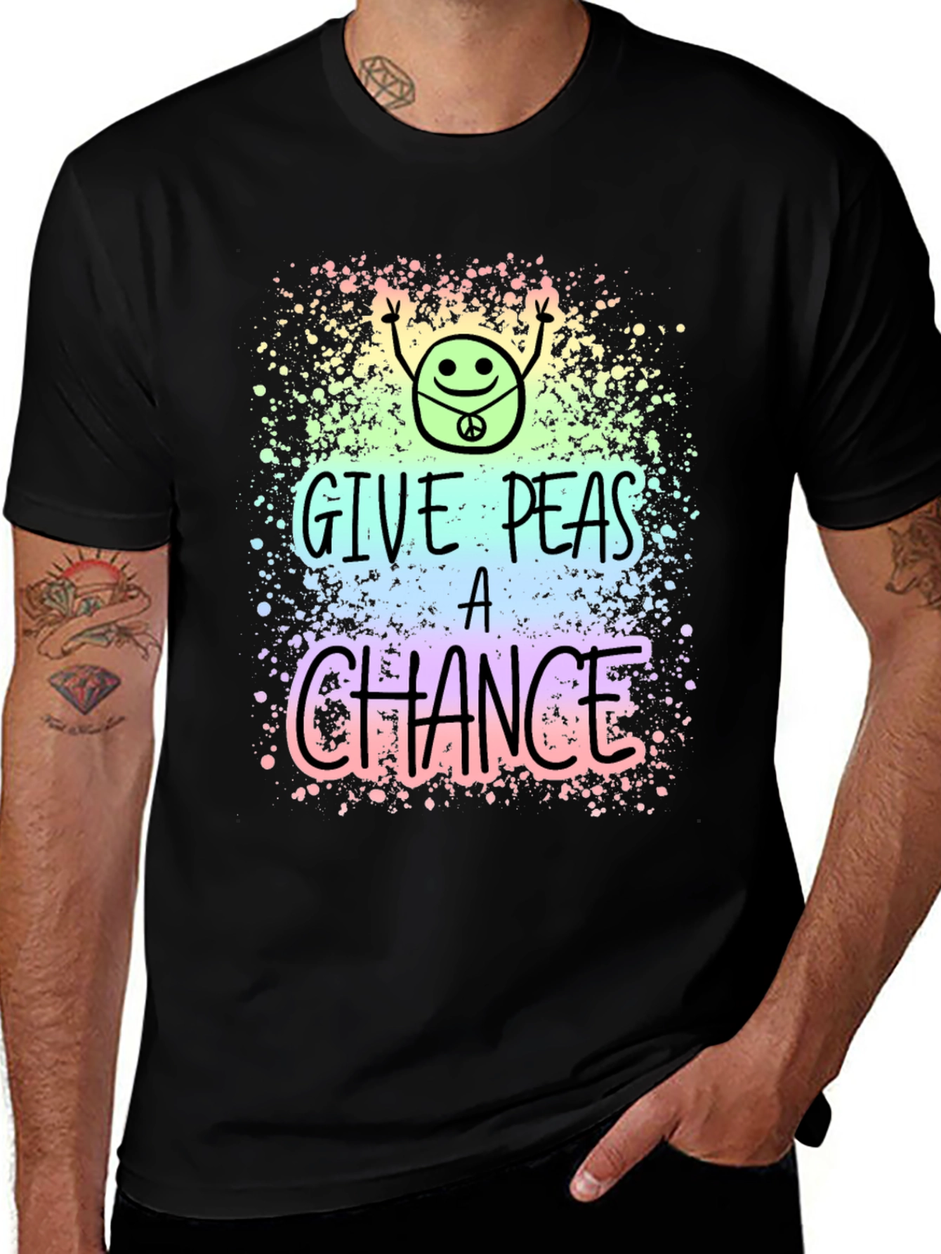 Give Peas A Chance T-Shirt - Groovy Peace Design