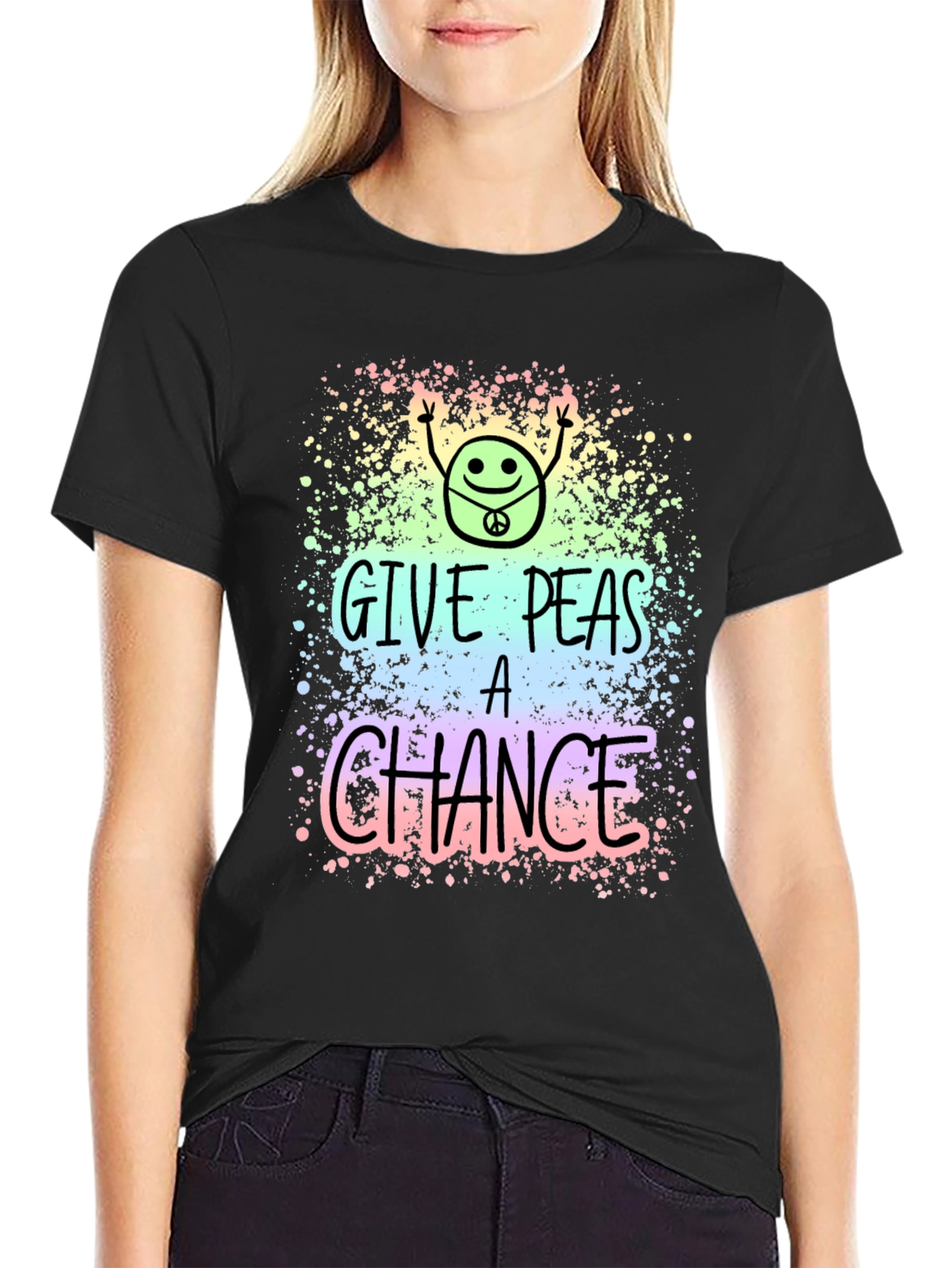 Give Peas A Chance T-Shirt - Groovy Peace Design