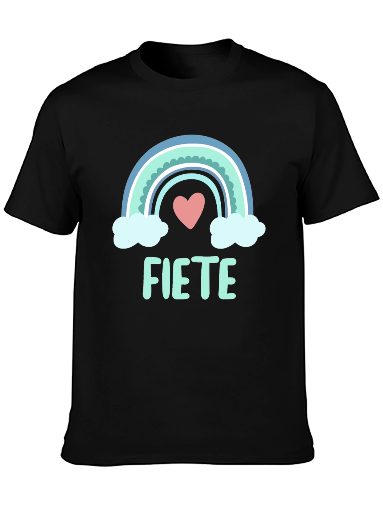 FIETE Rainbow Heart Graphic Black T-Shirt