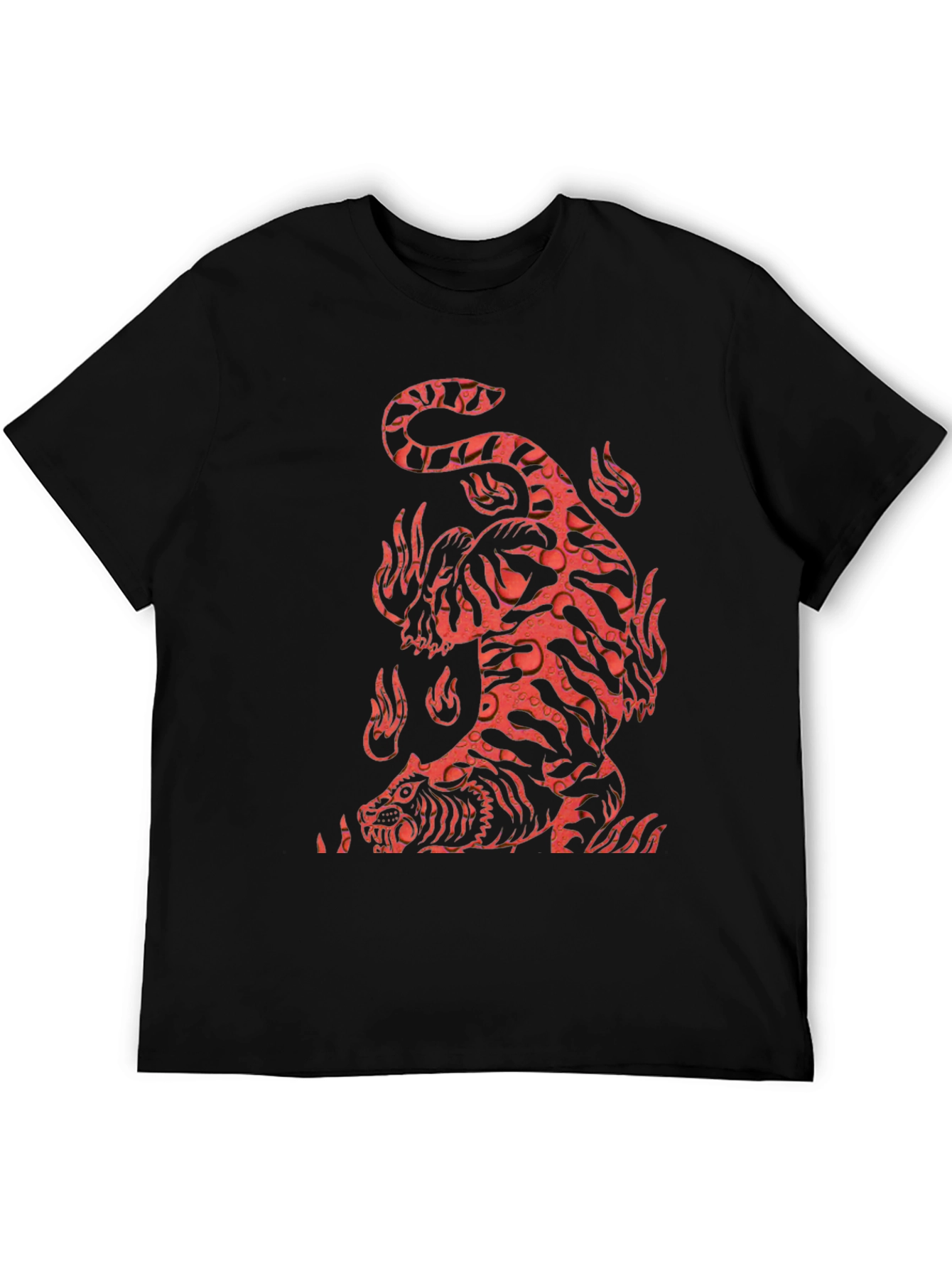 Fiery Tiger Graphic Tee - Bold Black T-Shirt