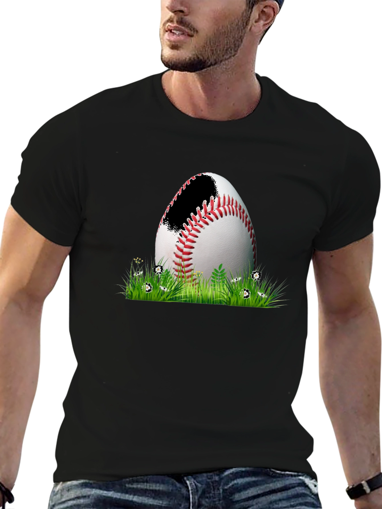 Baseball in Grass Graphic Tee