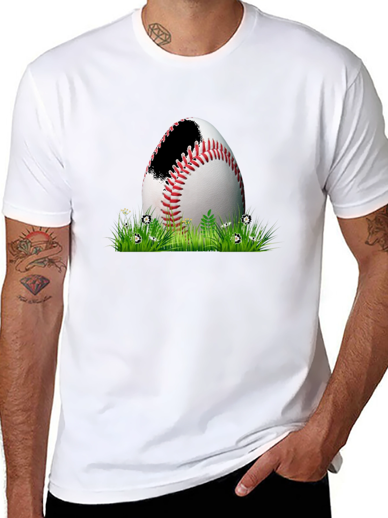 Baseball in Grass Graphic Tee