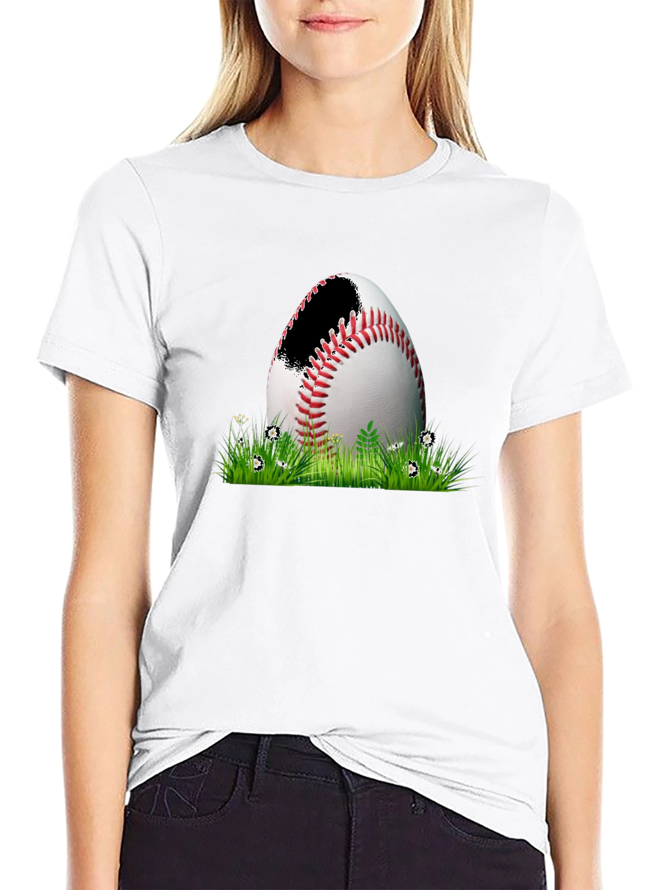 Baseball in Grass Graphic Tee