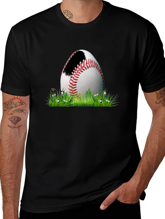 Baseball in Grass Graphic Tee