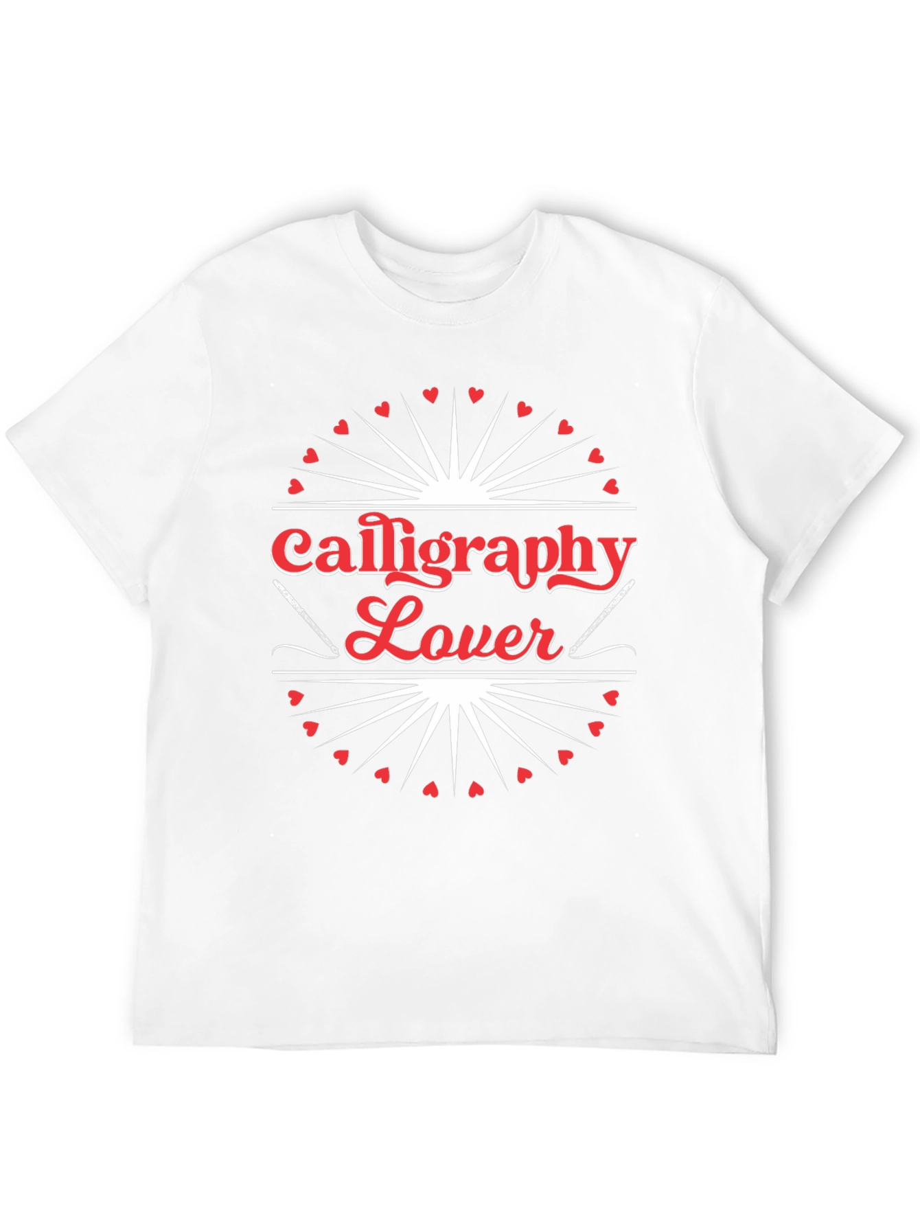Calligraphy Lover Black T-Shirt - Heart Design