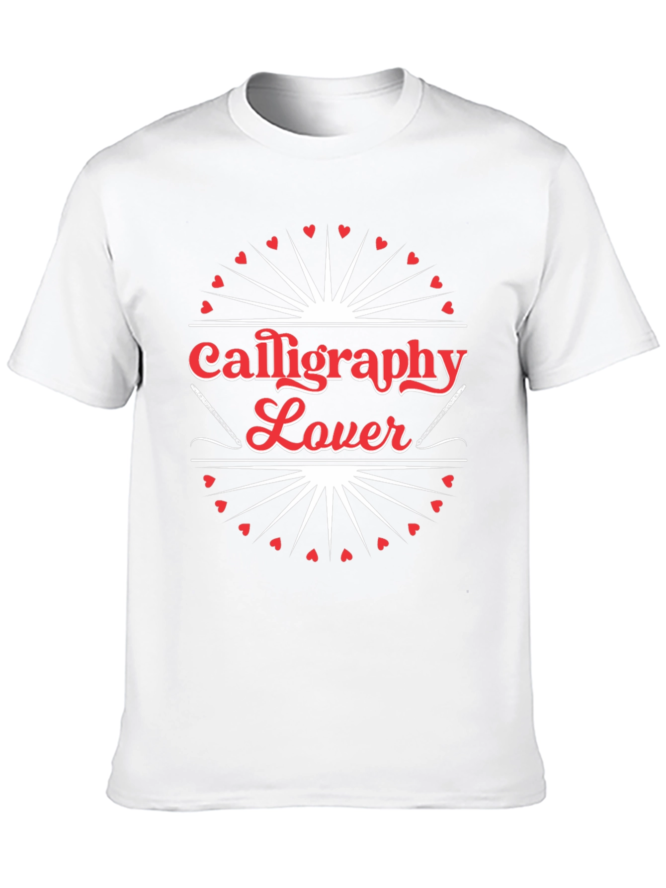 Calligraphy Lover Black T-Shirt - Heart Design