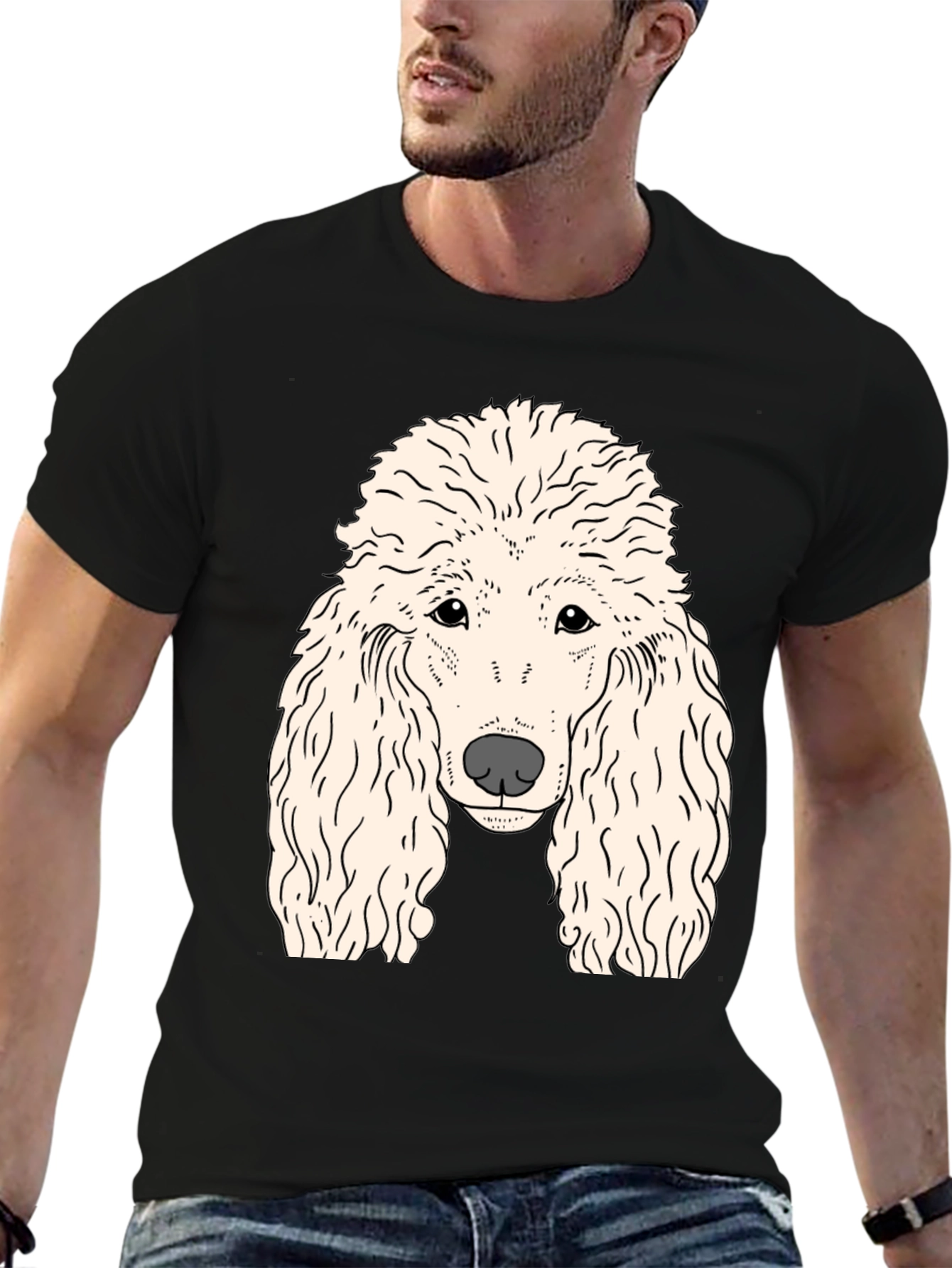 Poodle Graphic T-Shirt - Black Cotton Tee