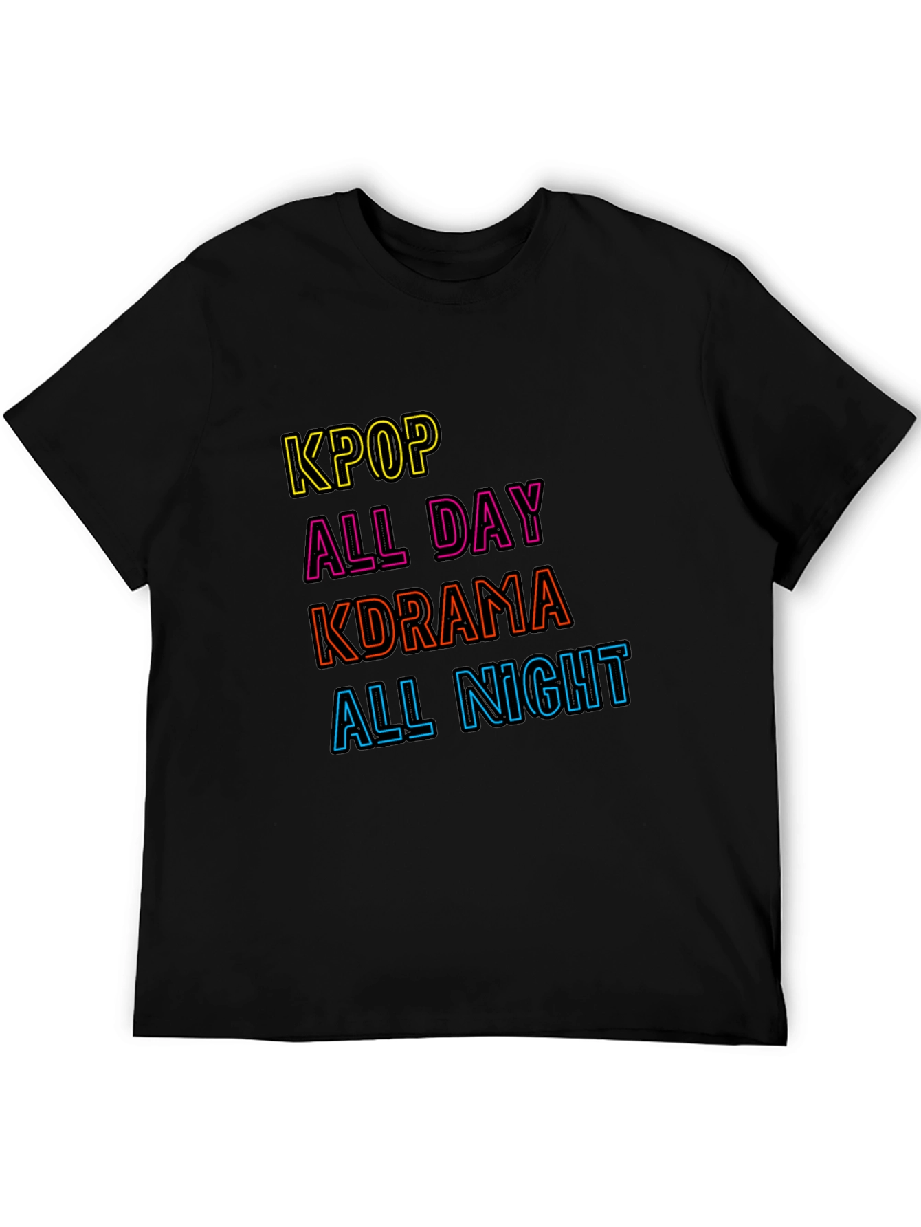KPOP All Day Kdrama All Night Black T-Shirt