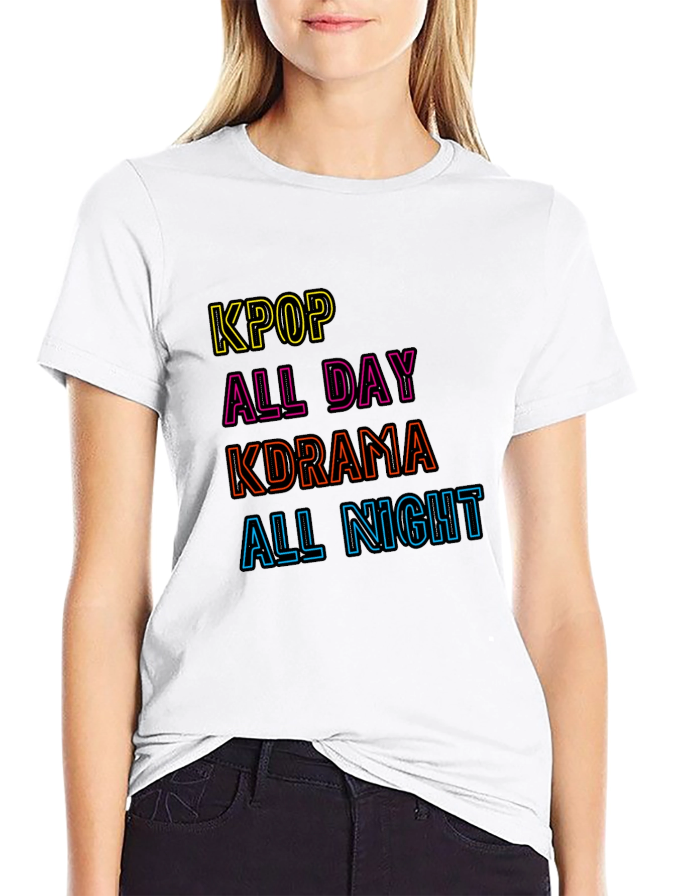 KPOP All Day Kdrama All Night Black T-Shirt