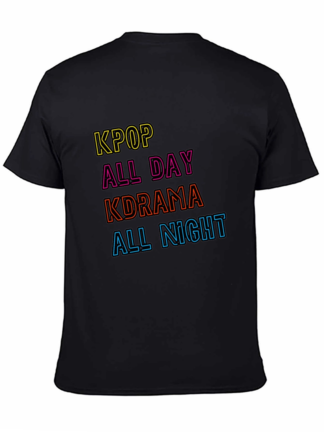 KPOP All Day Kdrama All Night Black T-Shirt