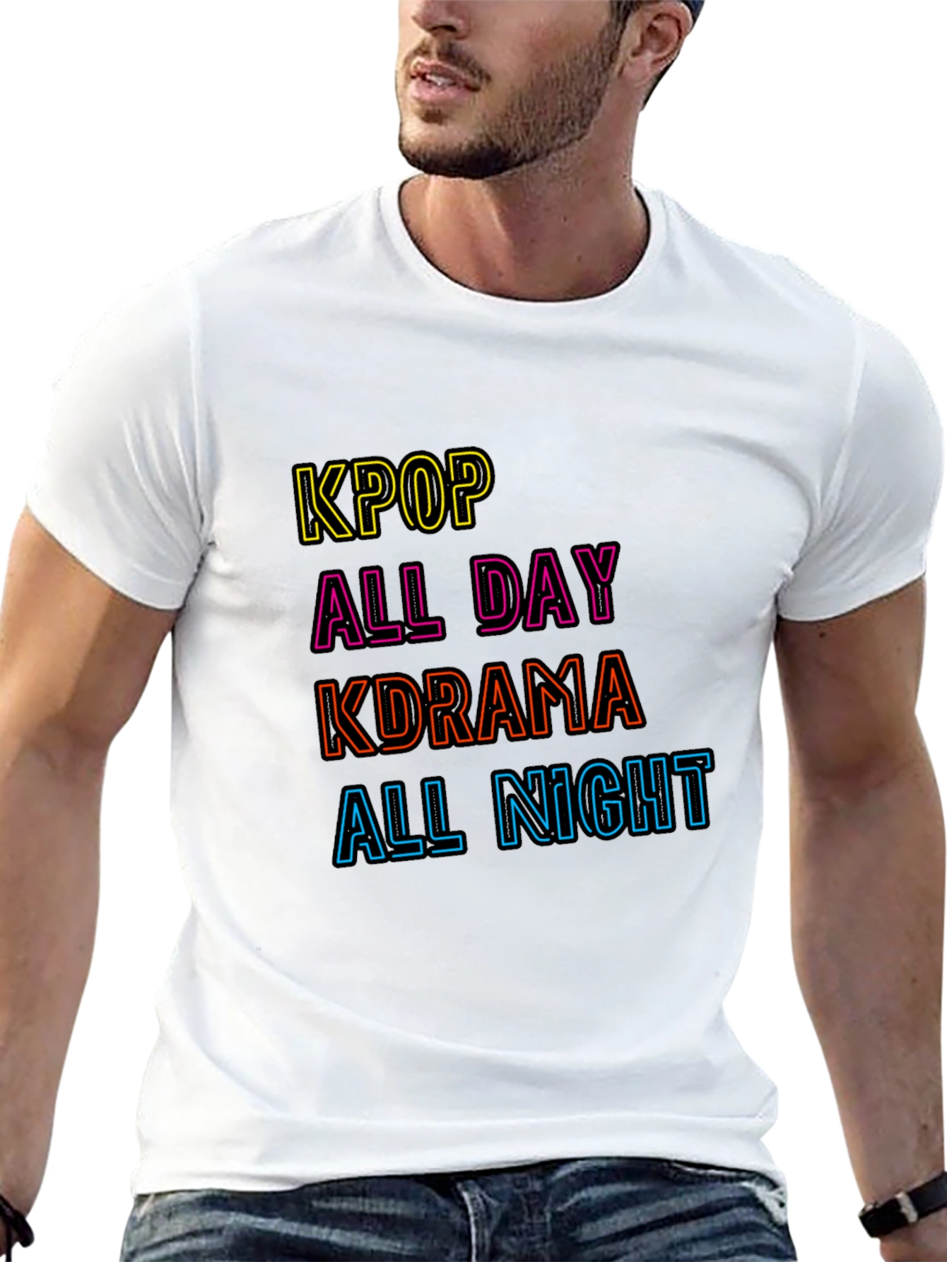 KPOP All Day Kdrama All Night Black T-Shirt