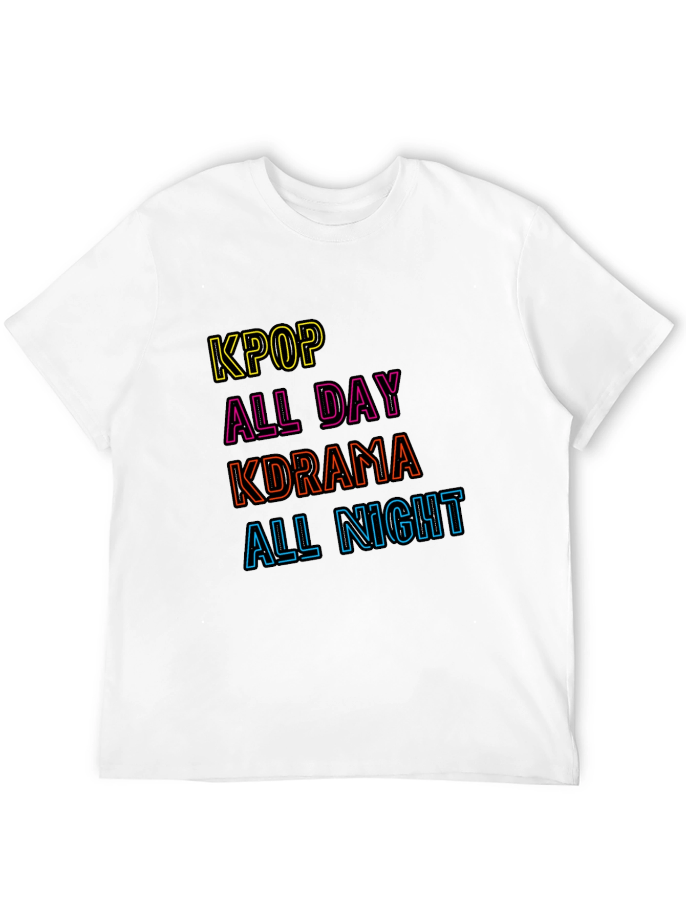 KPOP All Day Kdrama All Night Black T-Shirt