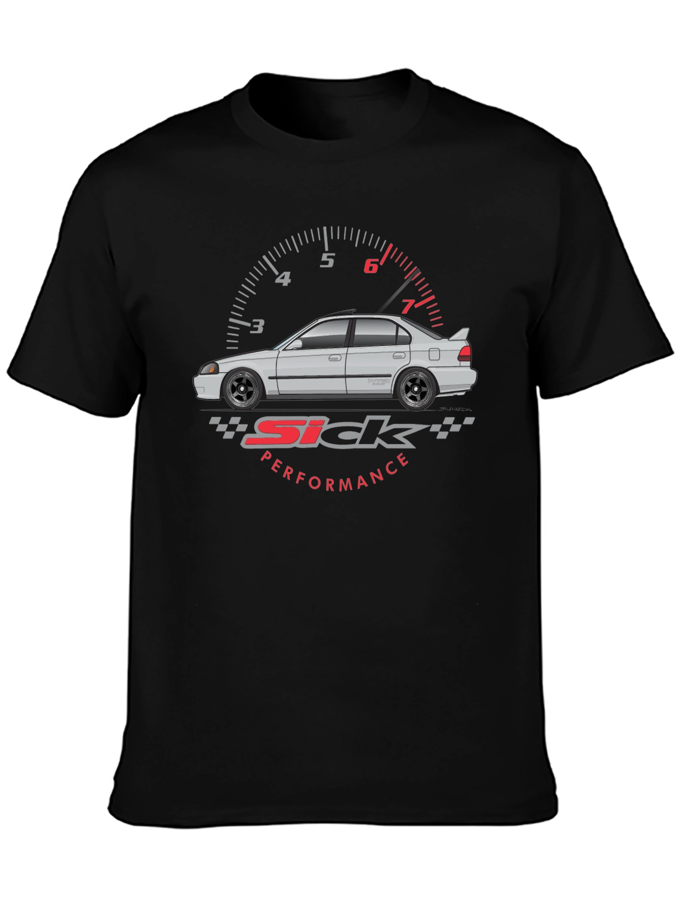 Sick Performance Car Graphic Tee - Black