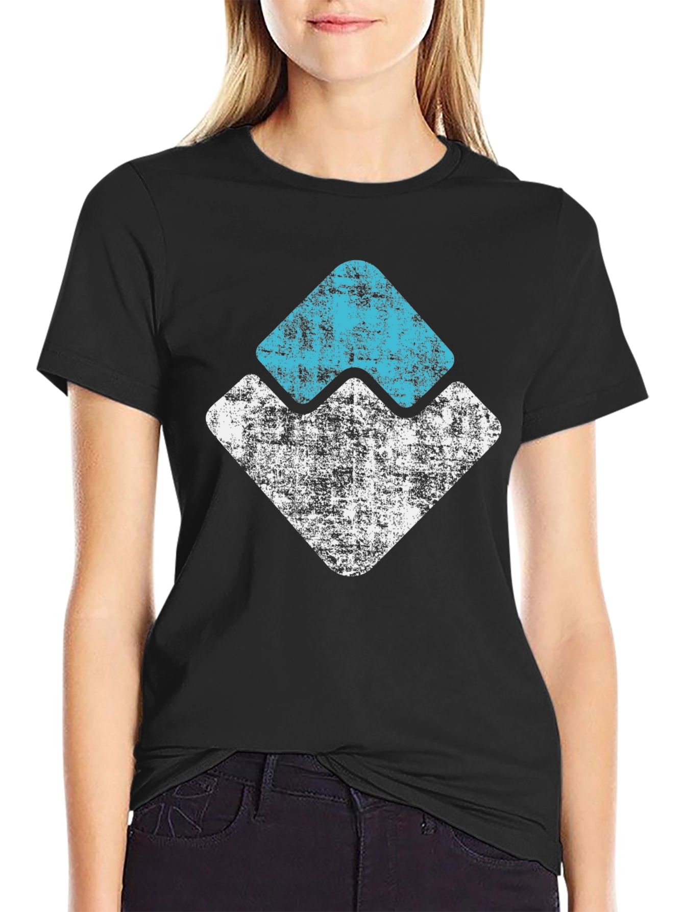 Distressed Graphic Tee - Abstract Mountain Design
