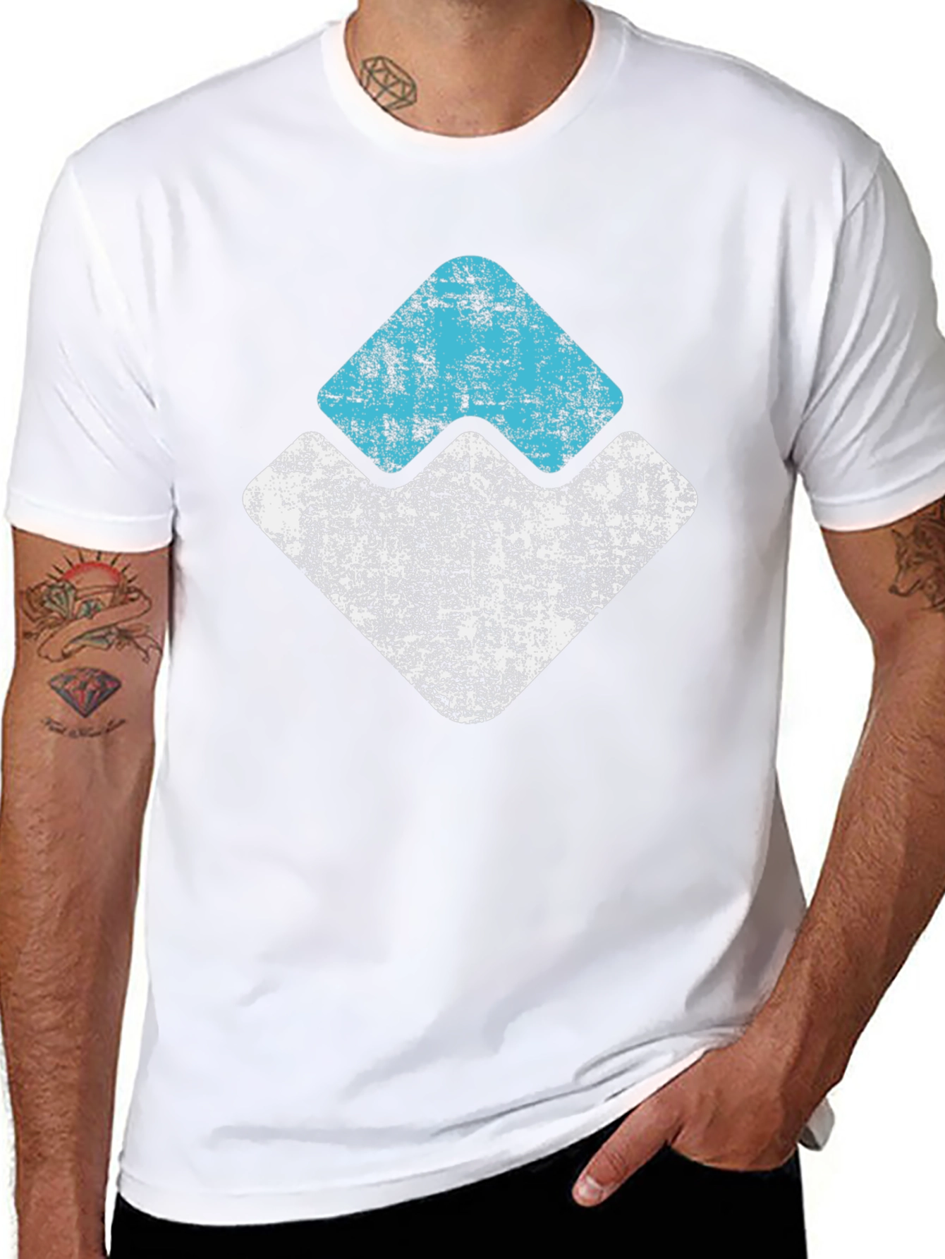 Distressed Graphic Tee - Abstract Mountain Design