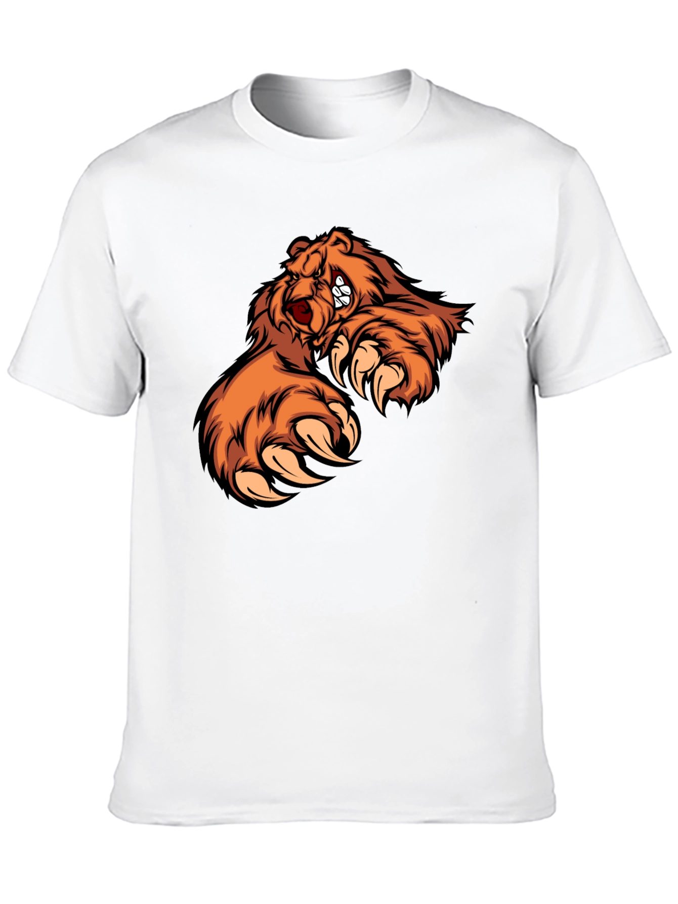 Mens Black T-Shirt with Fierce Bear Design