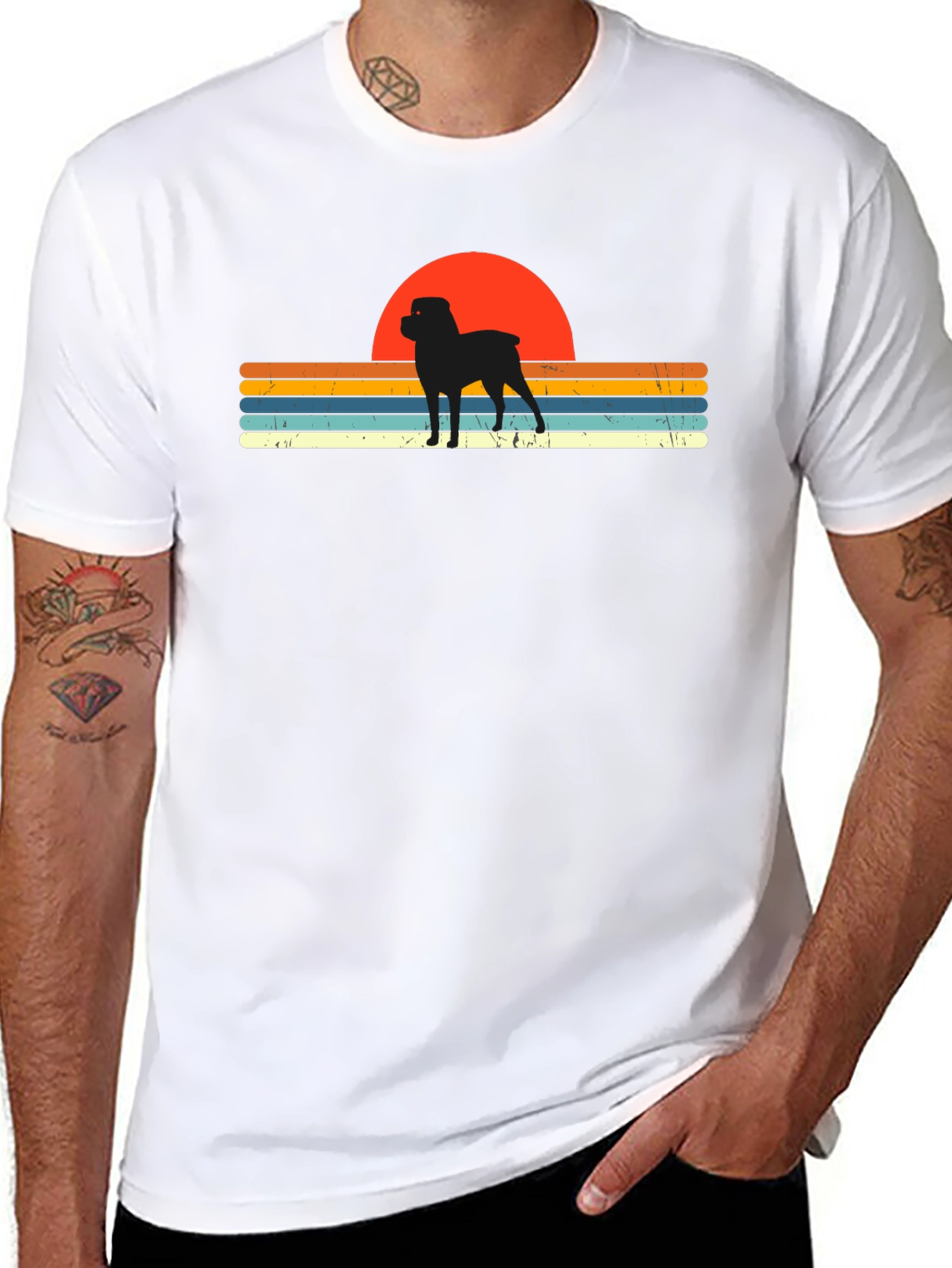 Retro Rottweiler Sunset T-Shirt