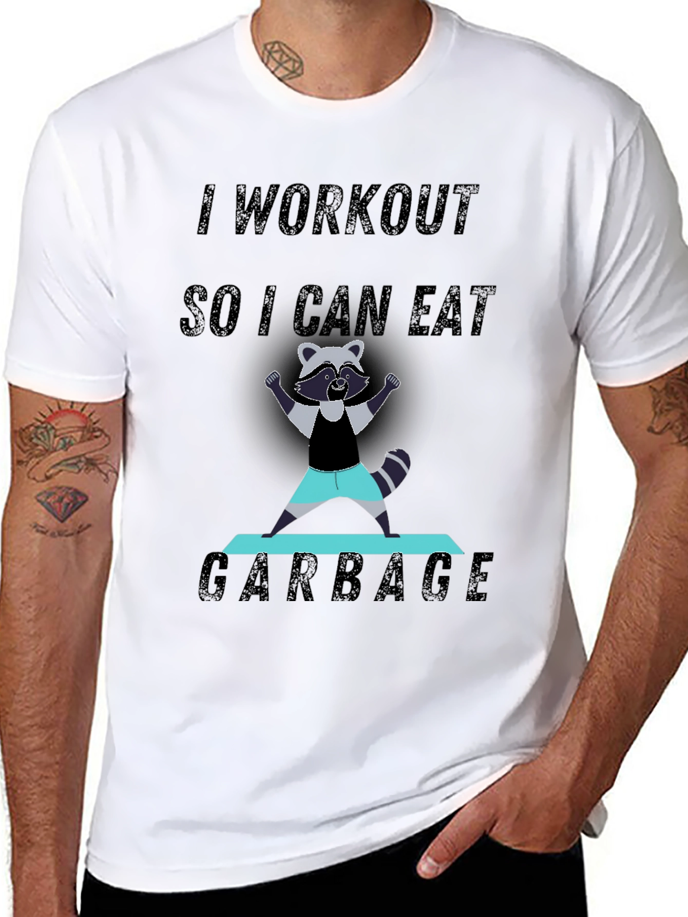 Workout to Eat Garbage Funny Raccoon T-Shirt