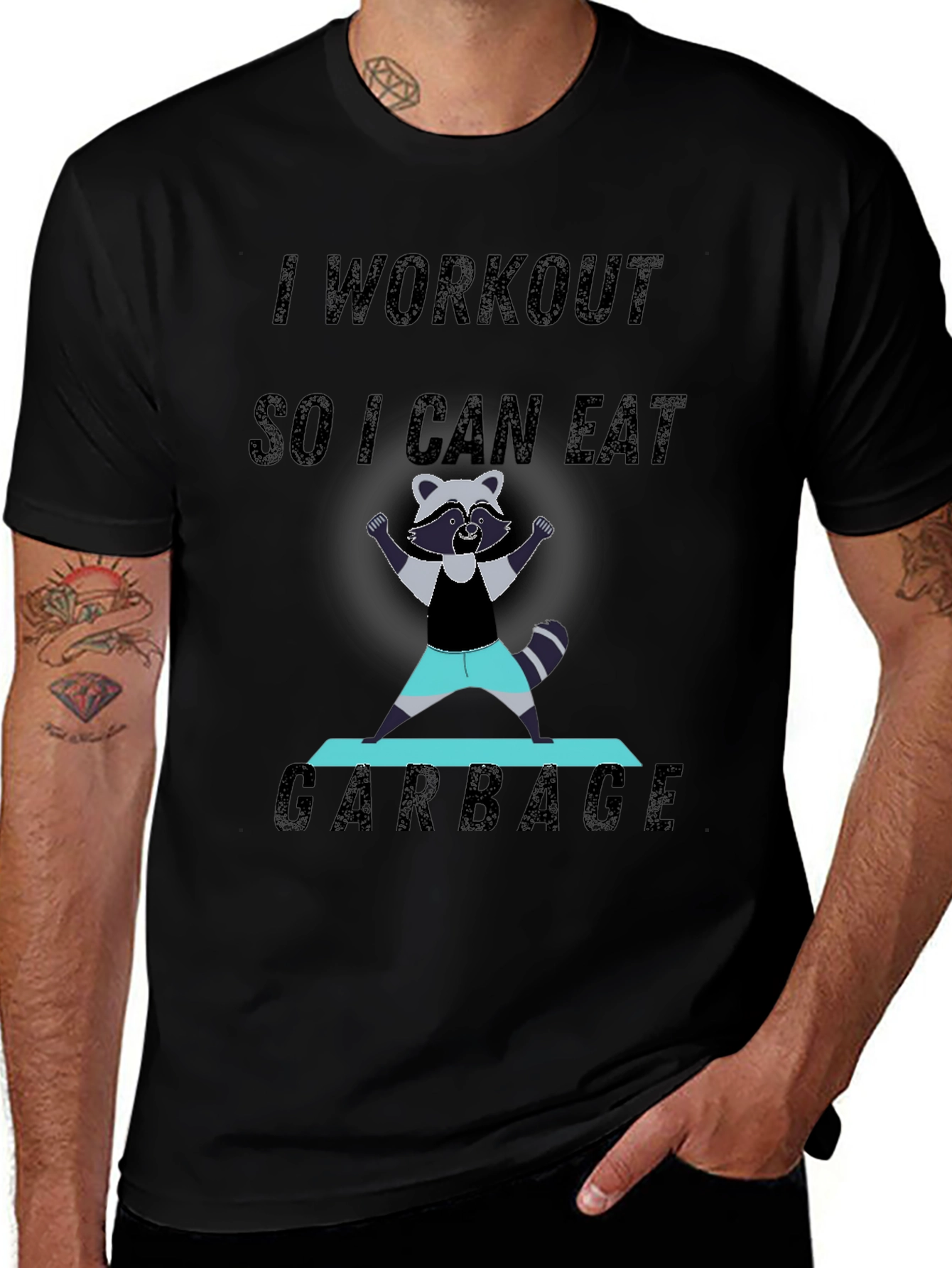 Workout to Eat Garbage Funny Raccoon T-Shirt