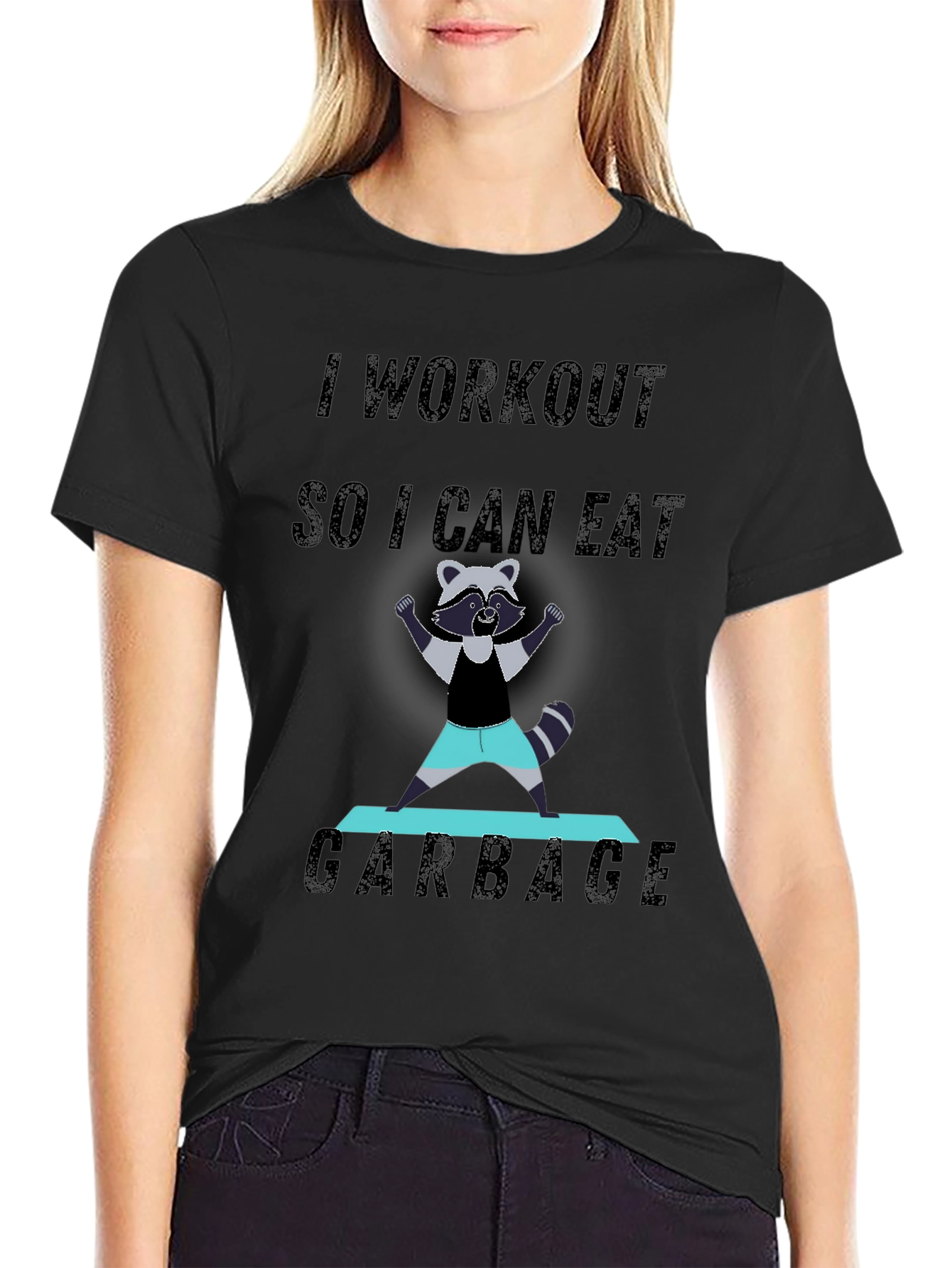 Workout to Eat Garbage Funny Raccoon T-Shirt