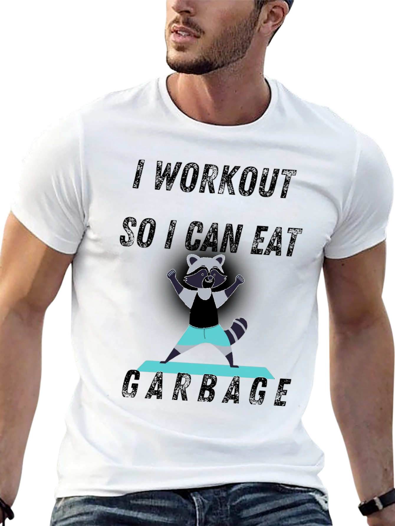 Workout to Eat Garbage Funny Raccoon T-Shirt