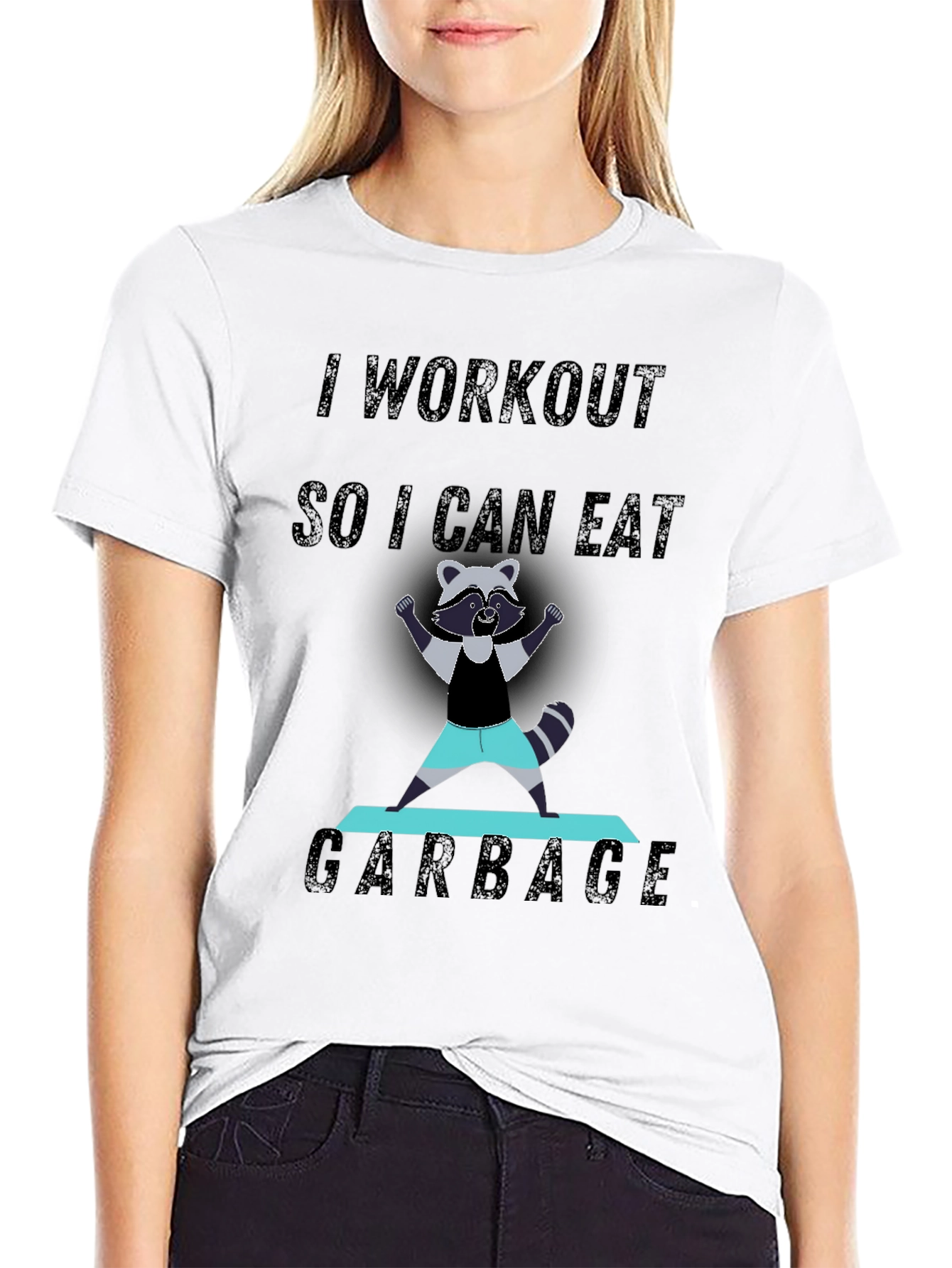 Workout to Eat Garbage Funny Raccoon T-Shirt