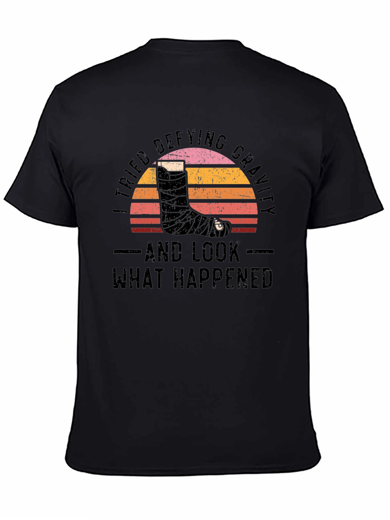 Defying Gravity Graphic Tee - Broken Leg Humor