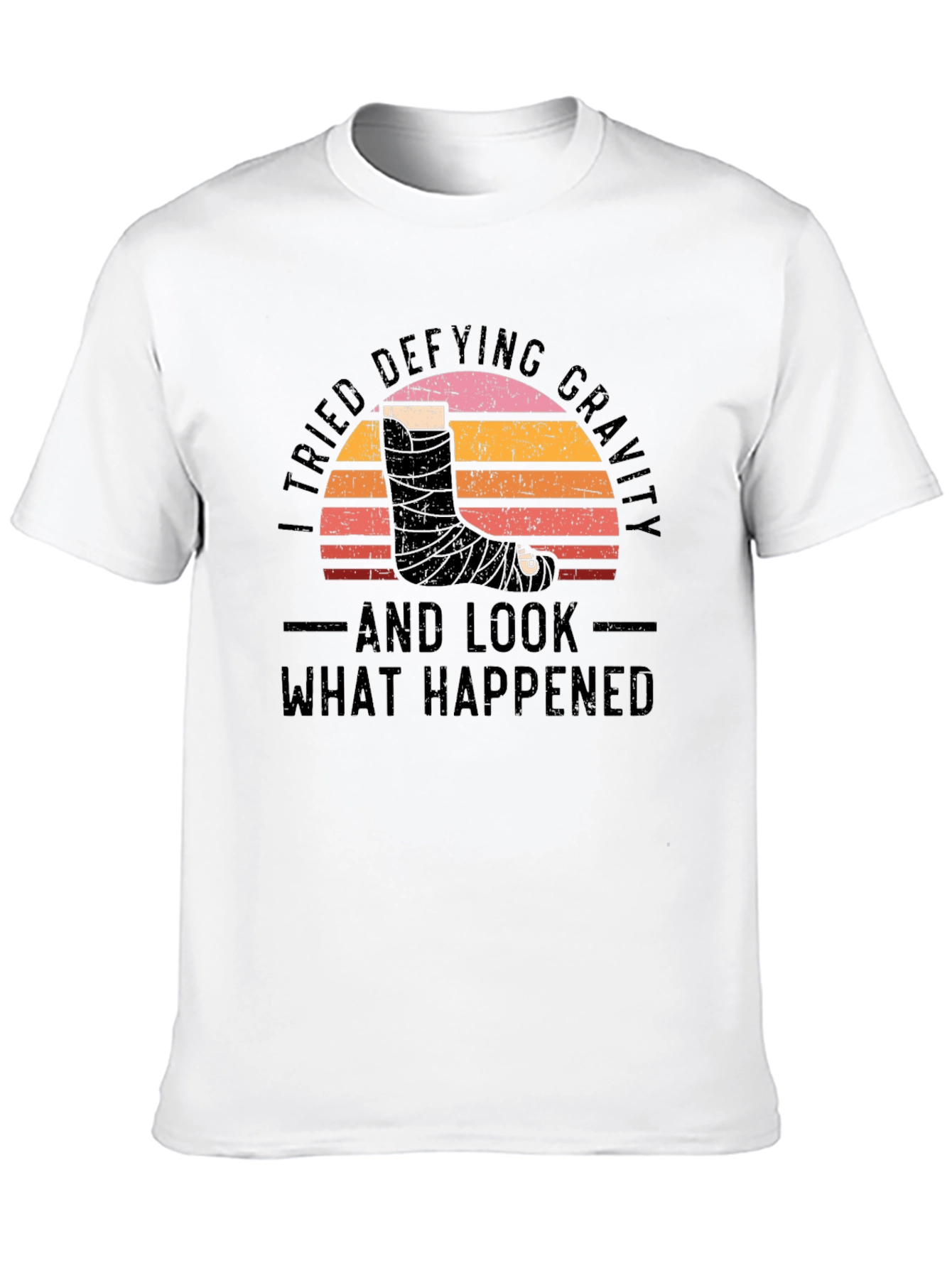 Defying Gravity Graphic Tee - Broken Leg Humor