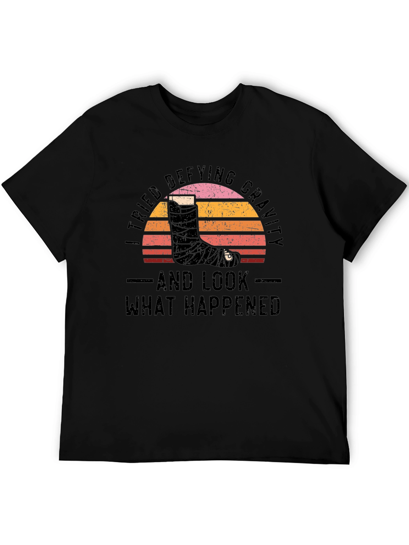 Defying Gravity Graphic Tee - Broken Leg Humor