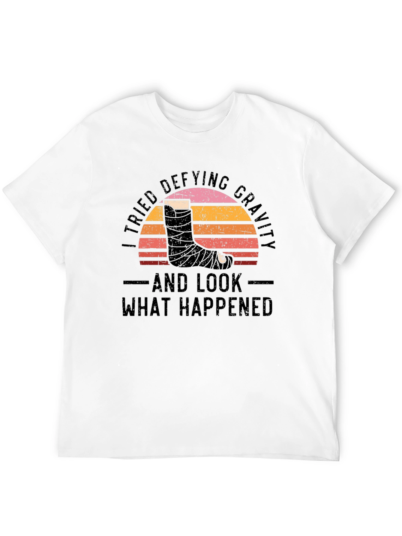Defying Gravity Graphic Tee - Broken Leg Humor