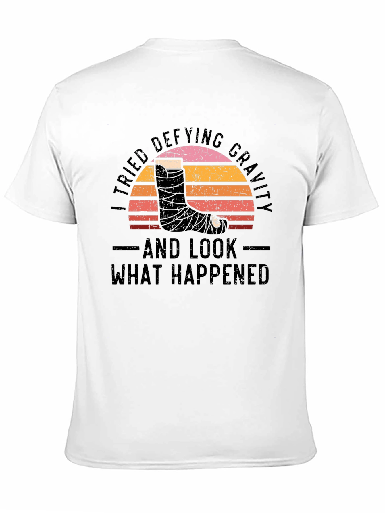 Defying Gravity Graphic Tee - Broken Leg Humor