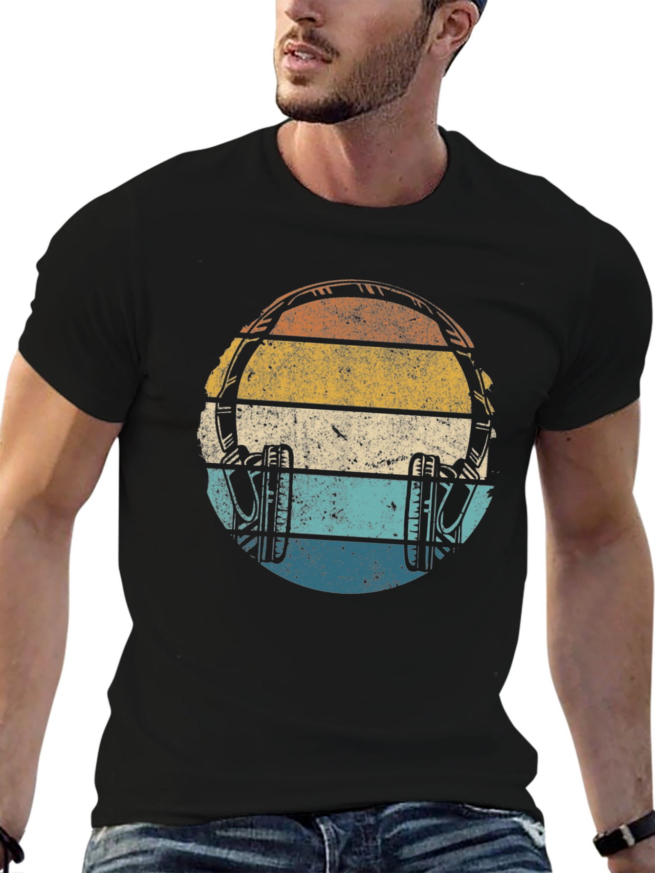 Retro Sunset Headphones Graphic Tee