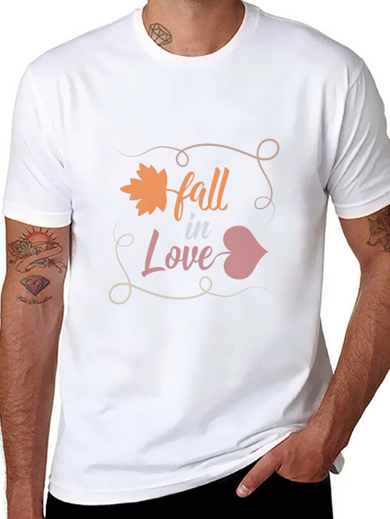 Fall in Love Graphic Tee - Mens Black T-Shirt